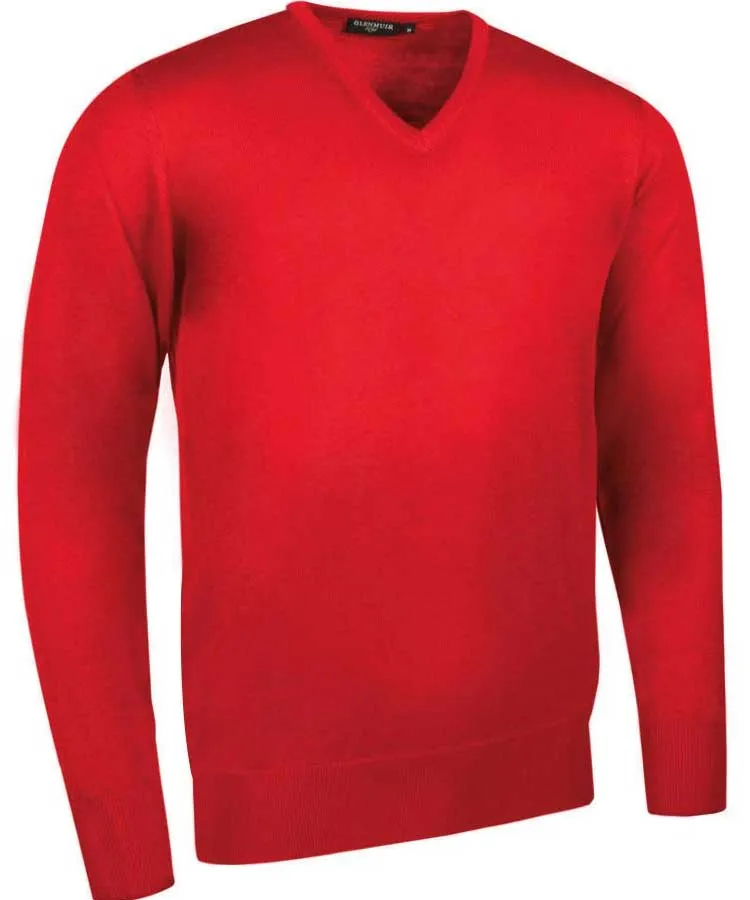 40% OFF GLENMUIR Mens Wilkie V-Neck Sweater - Fine Merino Wool - Light Grey