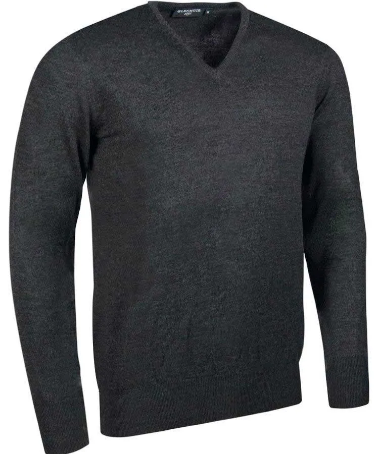 40% OFF GLENMUIR Mens Wilkie V-Neck Sweater - Fine Merino Wool - Light Grey