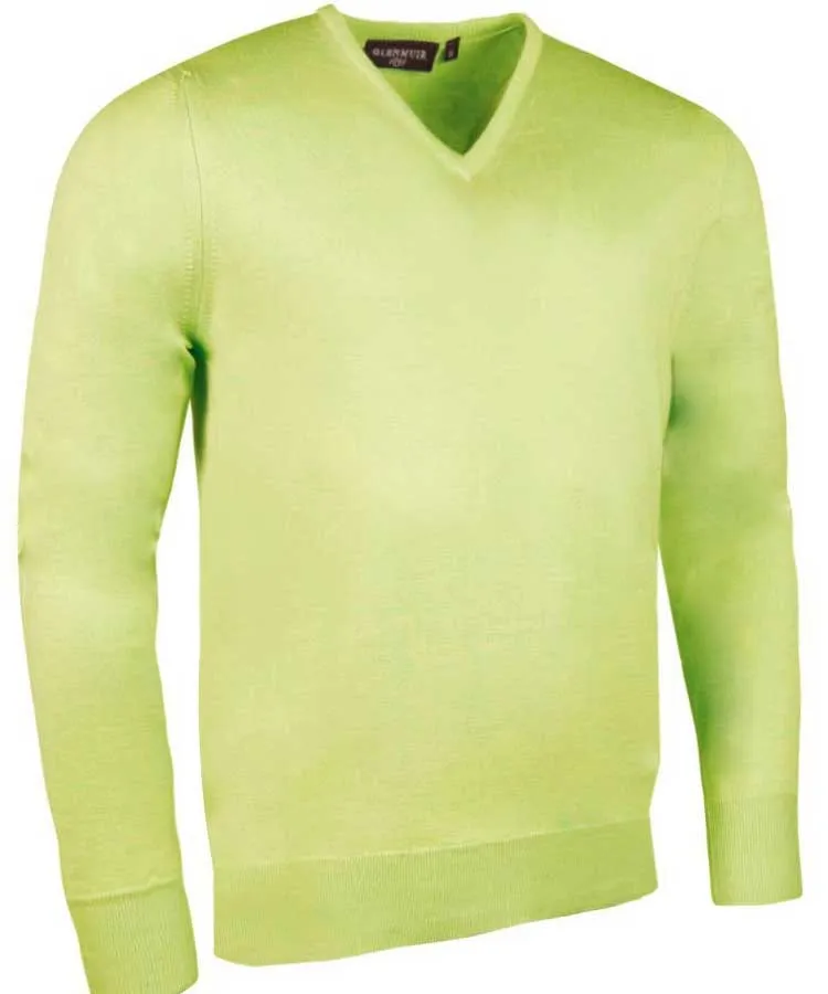 40% OFF GLENMUIR Mens Wilkie V-Neck Sweater - Fine Merino Wool - Light Grey