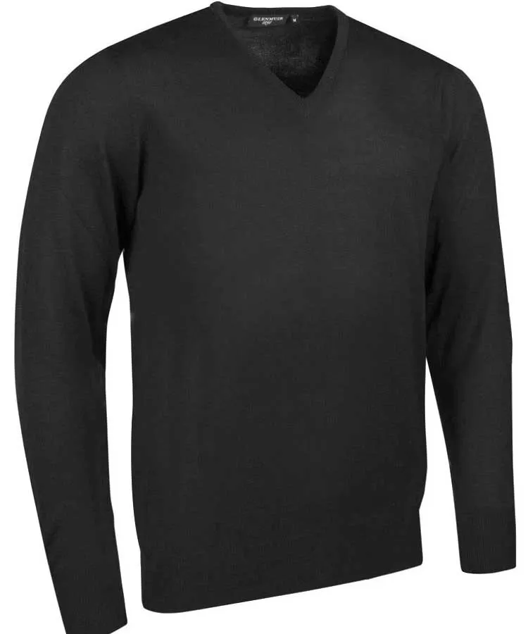 40% OFF GLENMUIR Mens Wilkie V-Neck Sweater - Fine Merino Wool - Light Grey