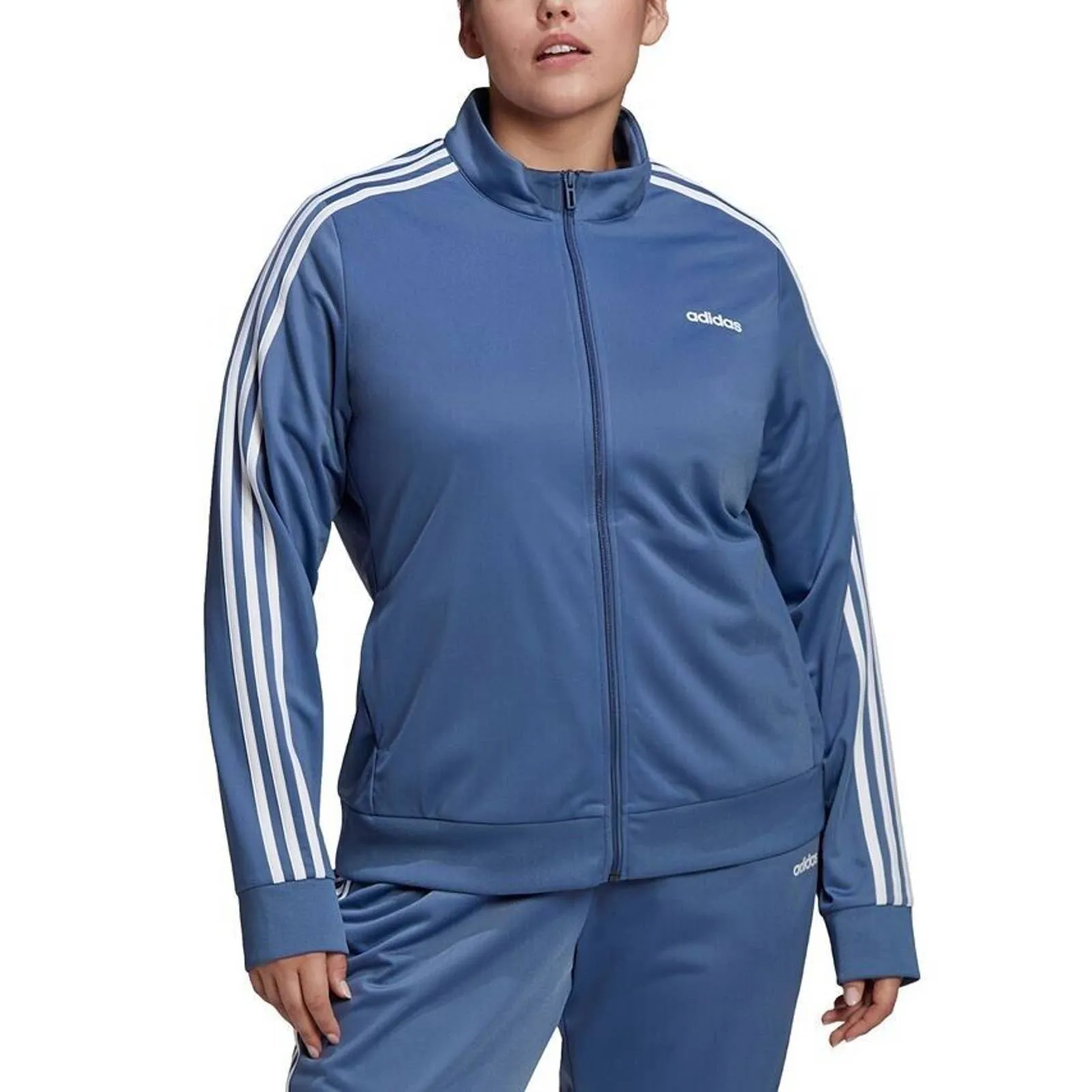 Adidas Ladies 3-Stripe Tricot Track Jacket Crew Blue