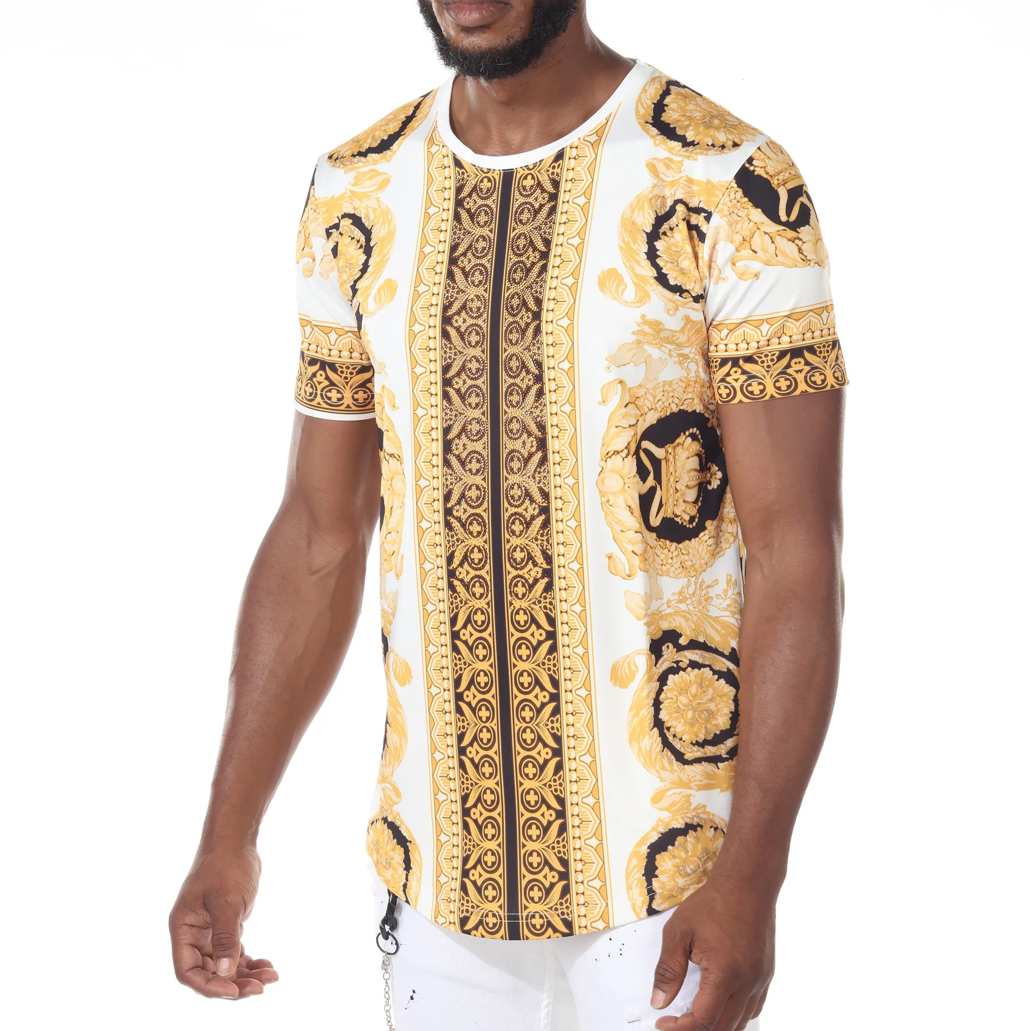 [Arman] White and Gold Men's T-shirt