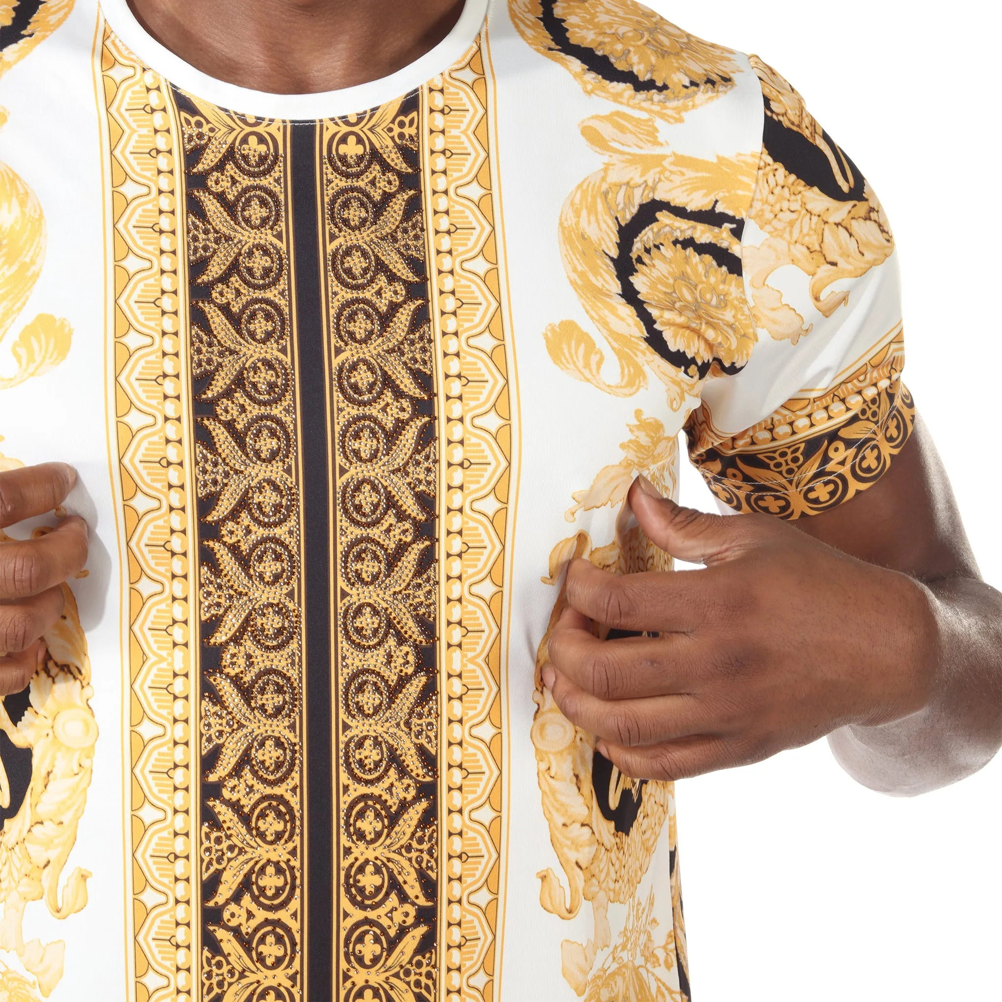 [Arman] White and Gold Men's T-shirt