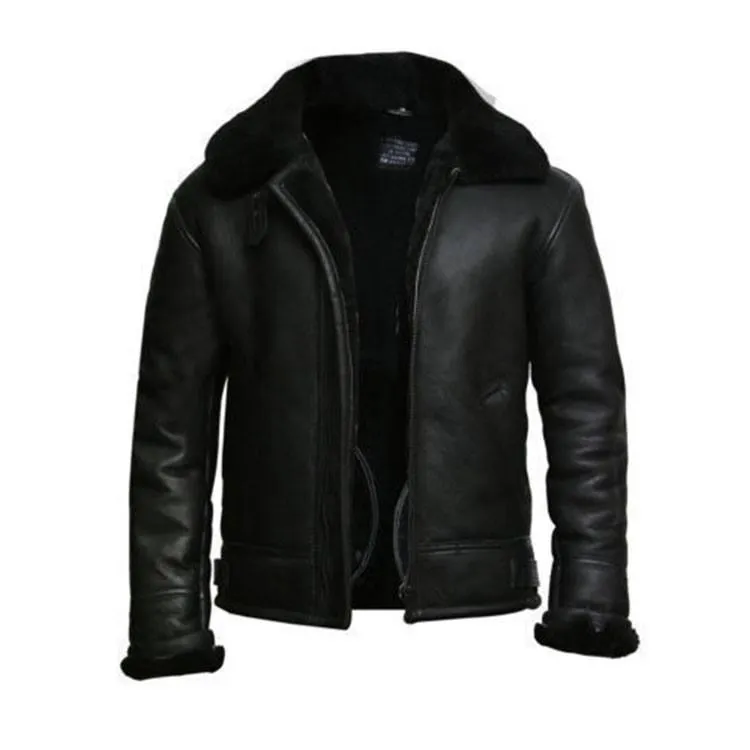 Aviator Black Fur Collar Jacket