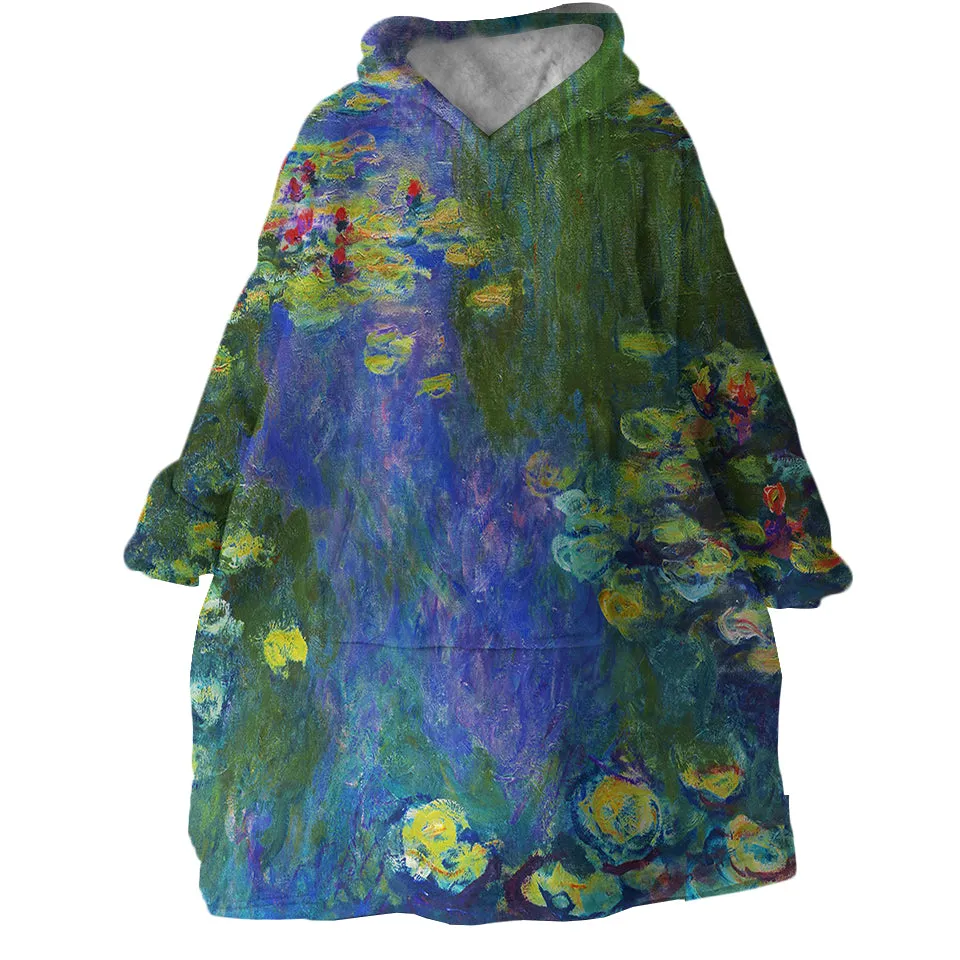 Claude Monet's Water Lilies Wearable Blanket Hoodie