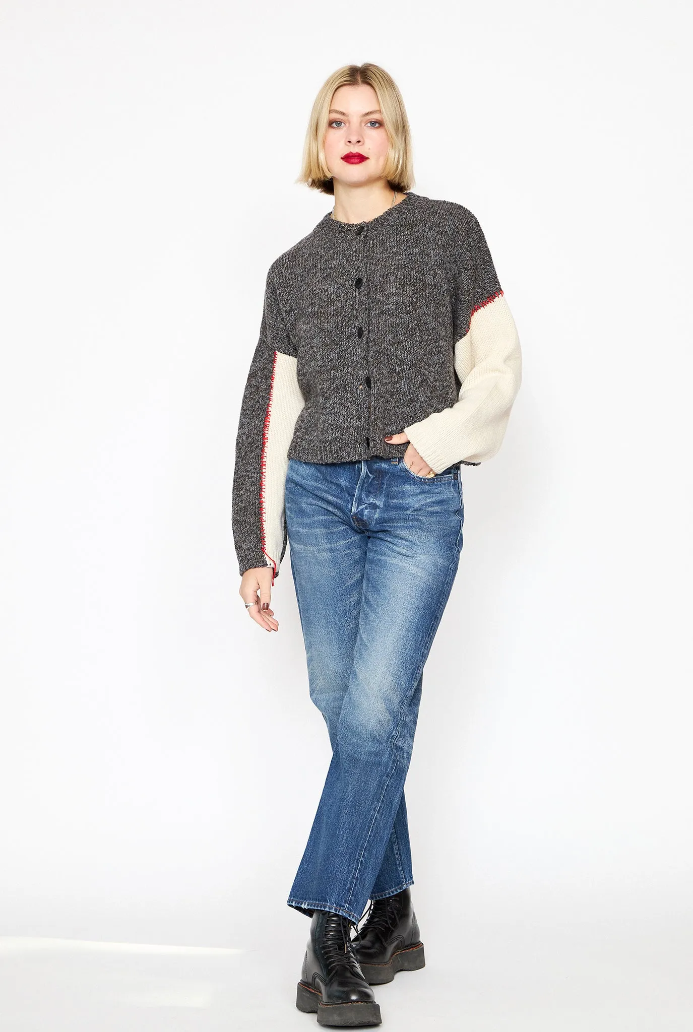 CORDERA  Merino Wool Stitched Cardigan