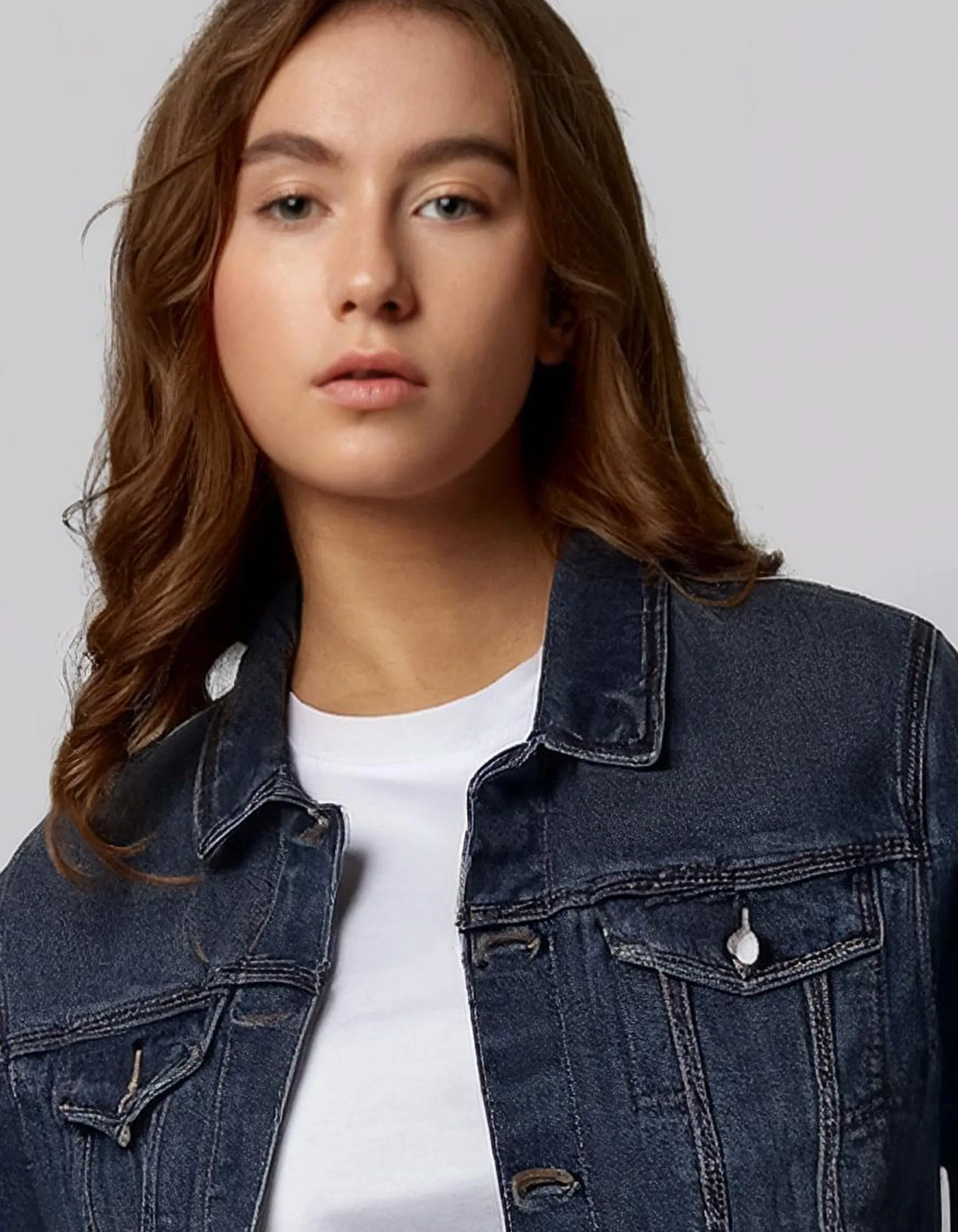 Dark Blue Fitted Denim Jacket