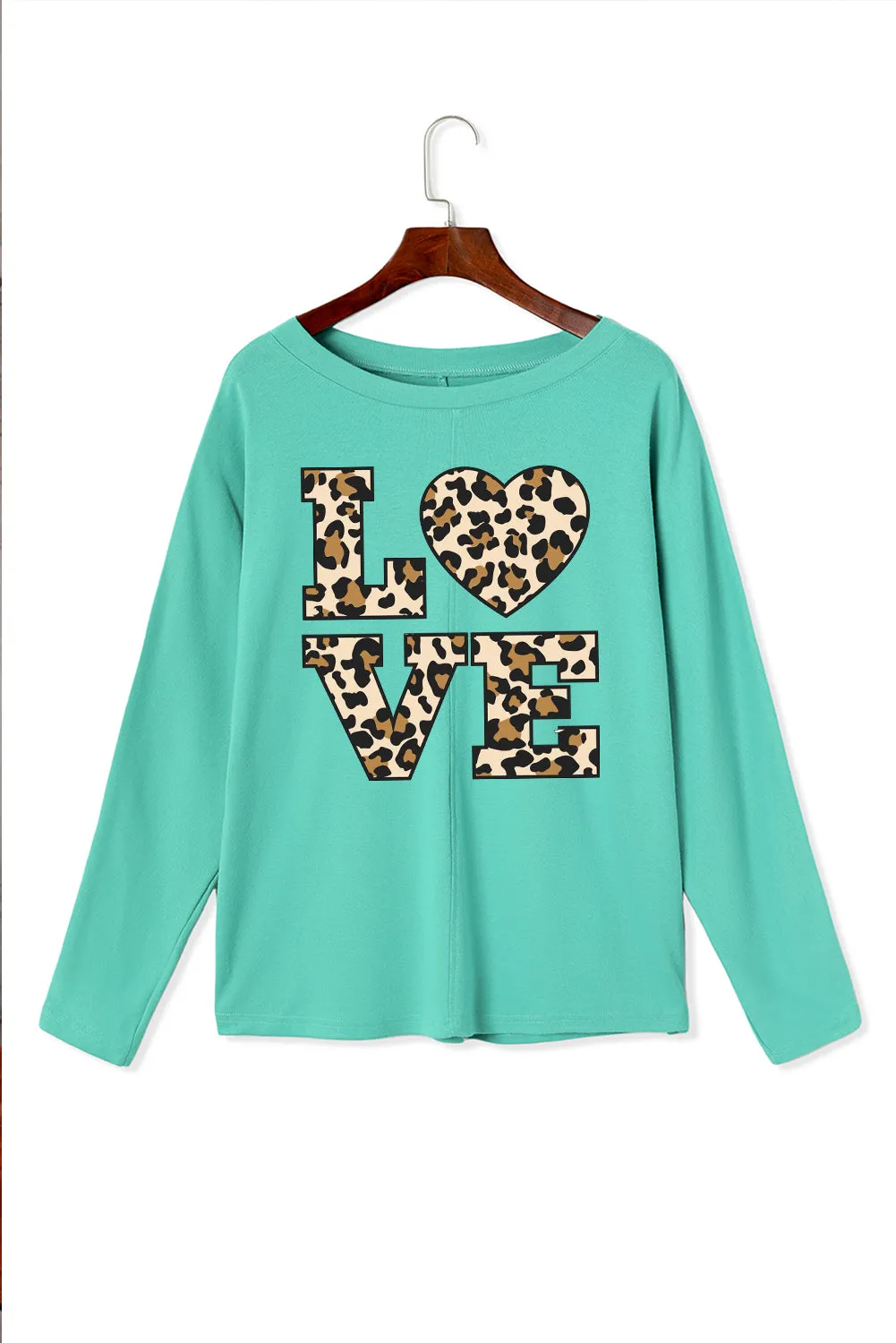 Date Night LOVE Leopard Print Patchwork Knit Long Sleeve Top