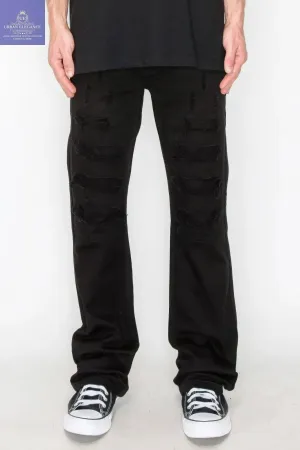 Distressed Black Bootcut Repair Jeans