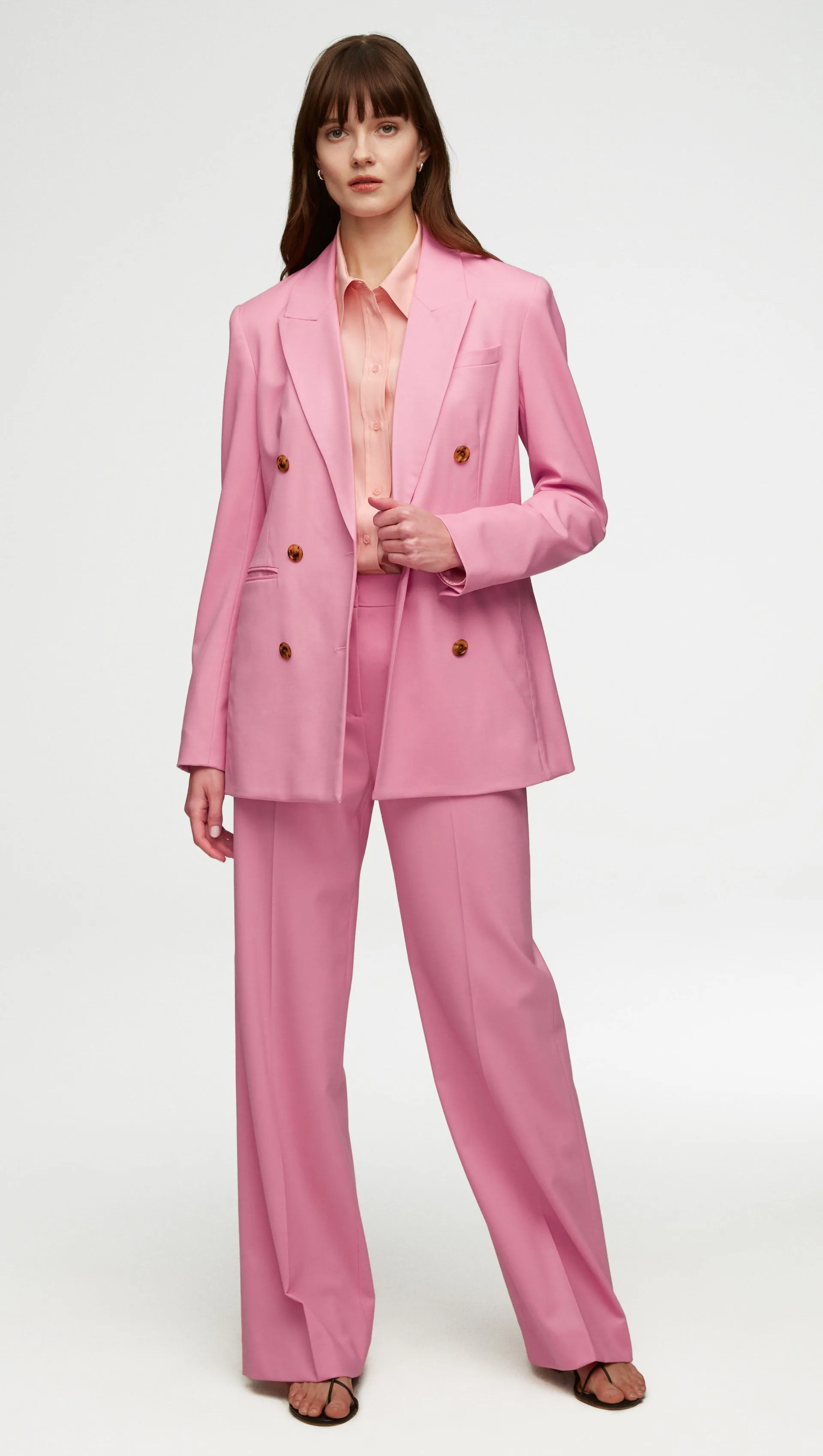 Double-Breasted Blazer in Seasonless Wool | Bubblegum