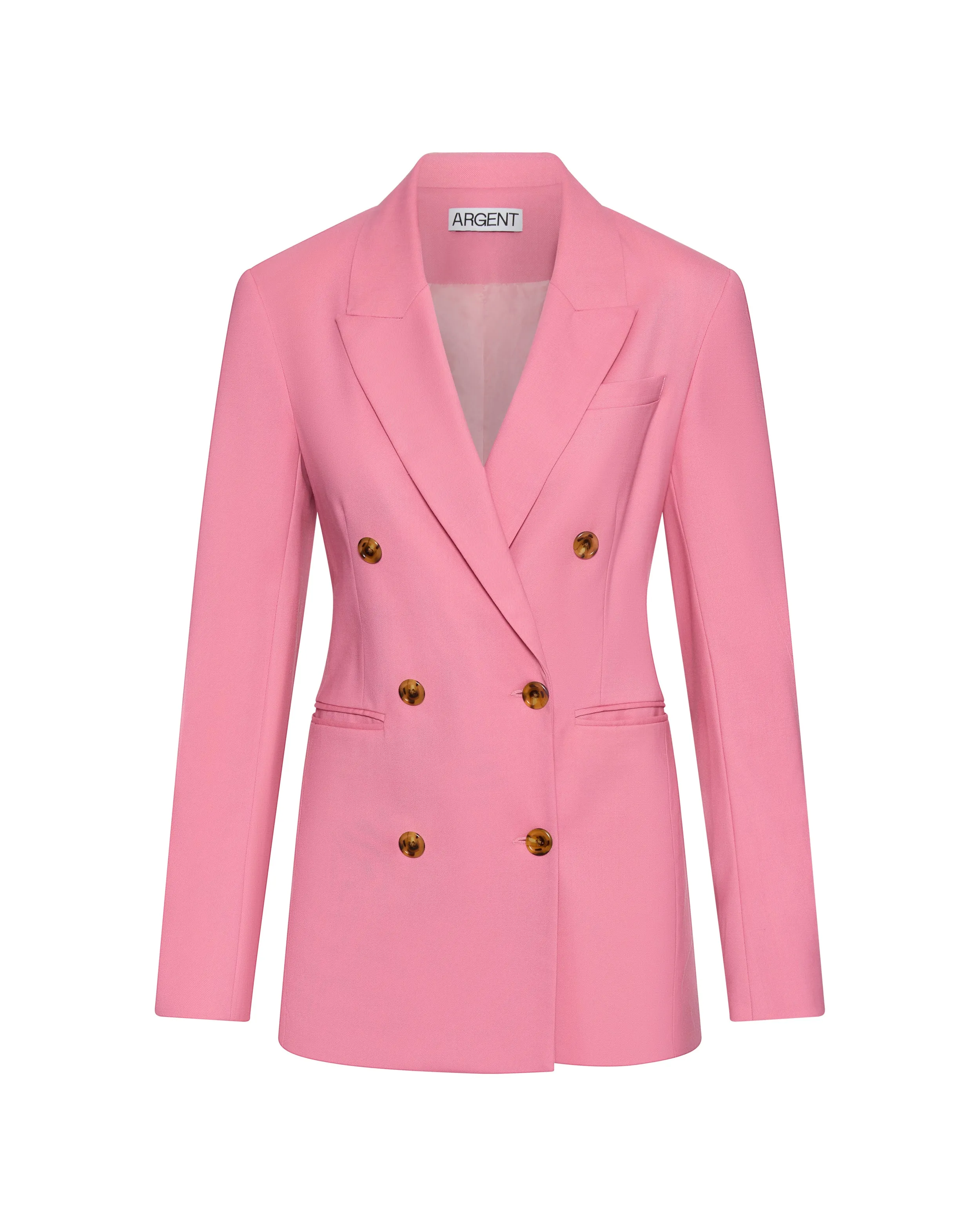 Double-Breasted Blazer in Seasonless Wool | Bubblegum