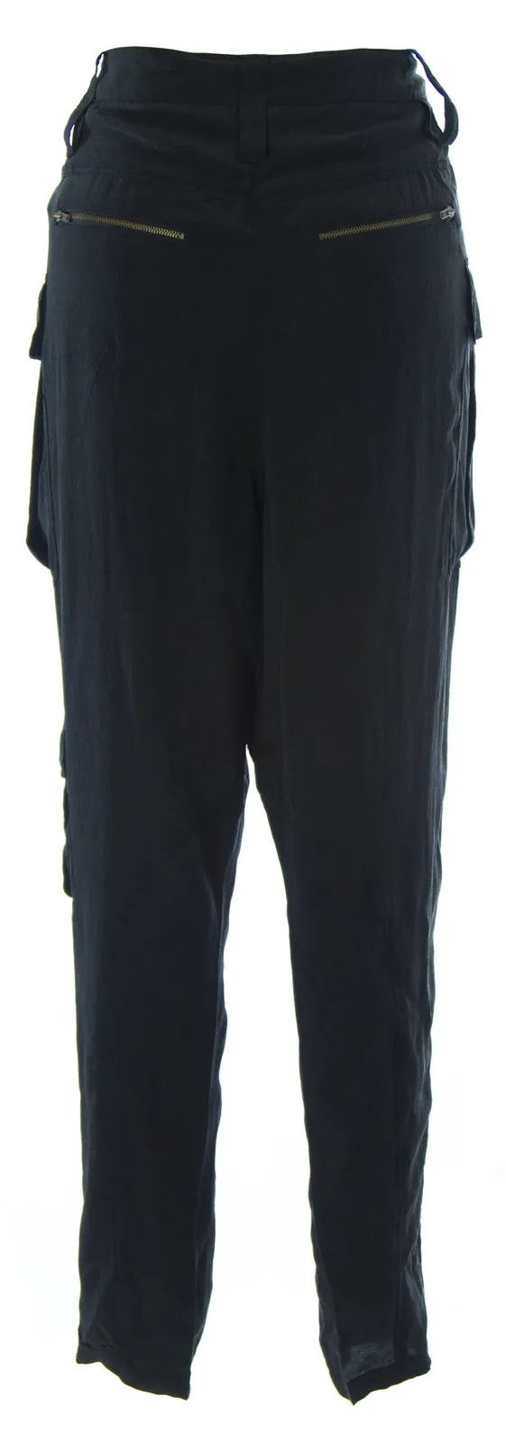 EDUN Women's Black Crepe De Chine Cargo Pants NEW