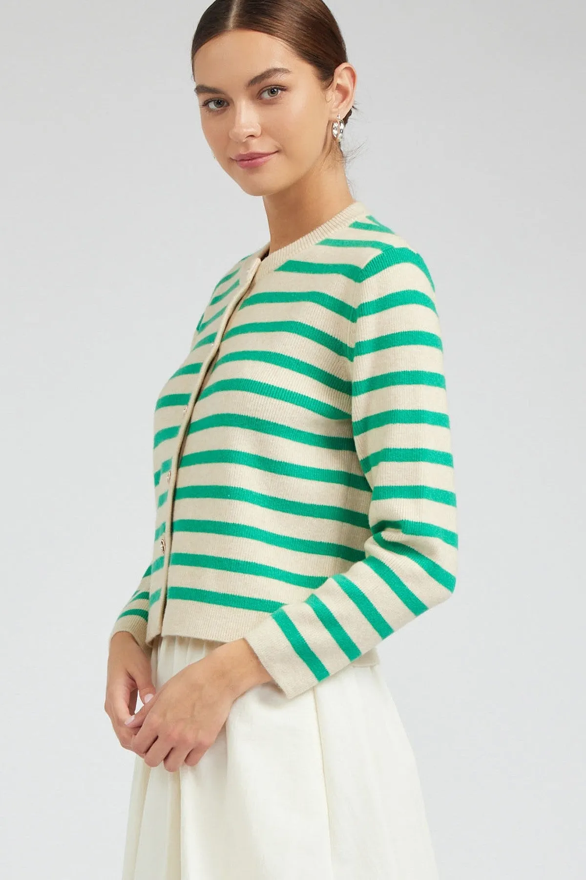 Evie Button-Up Striped Sweater