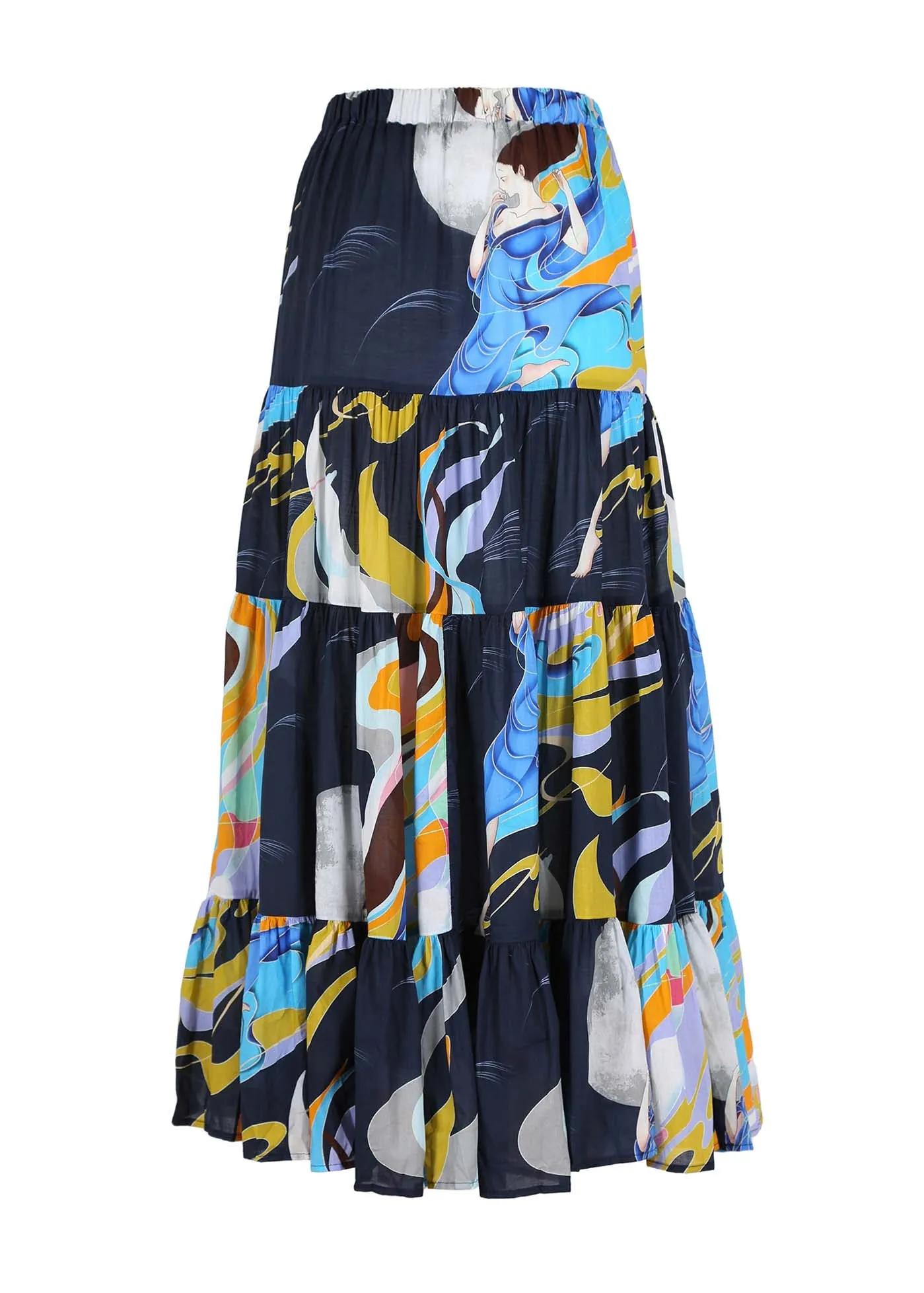 Faith LAX Tiered Skirt Navy in Cotton Voile