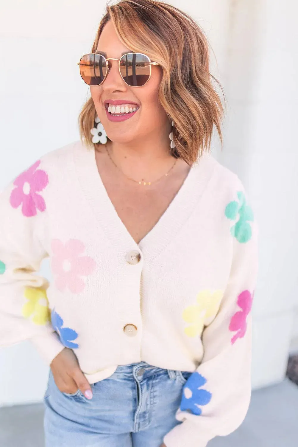 Floral Pattern Plus Size Cardigan