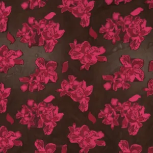 Fuchsia Floral on a Black Background Textured Brocade Fabric