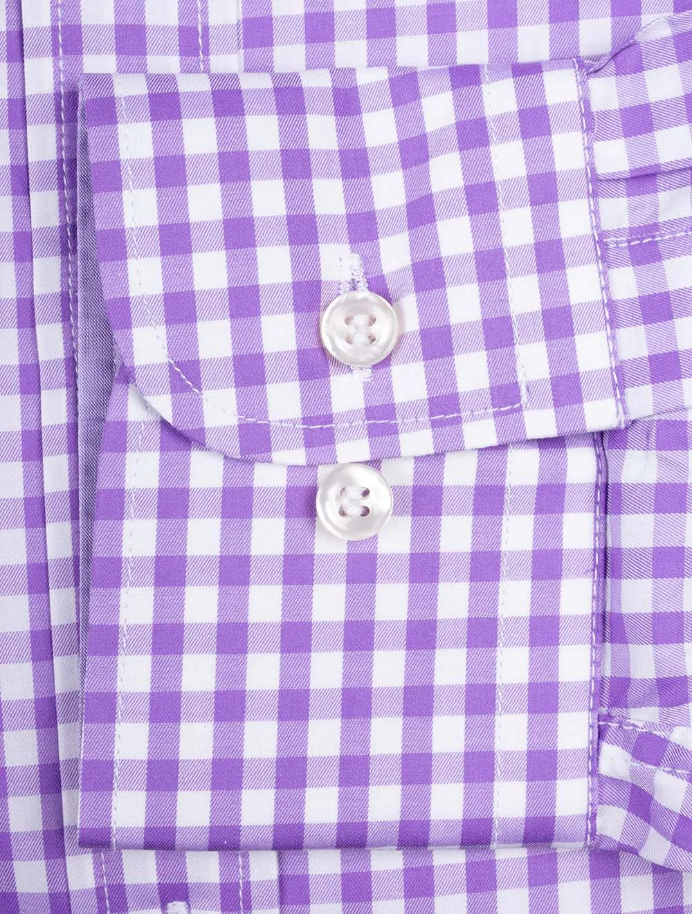 Gingham Cotton Twill Shirt Purple