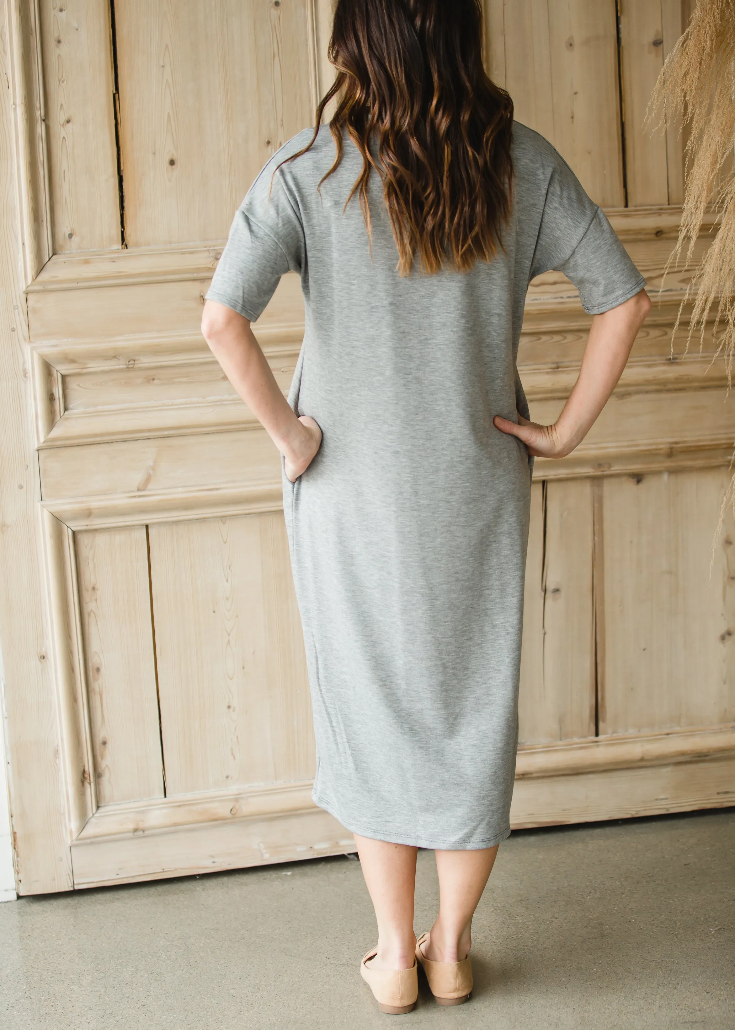 Heather Gray French Terry Midi Dress - FINAL SALE