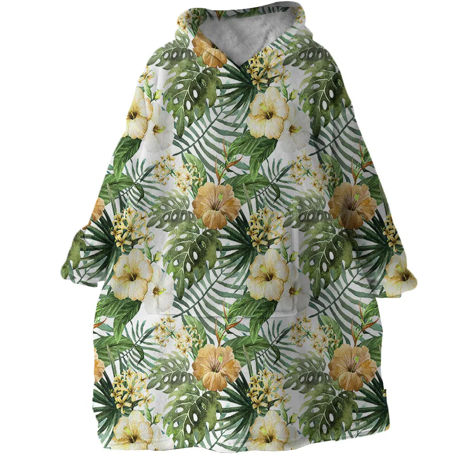 Hibiscus Tropics Wearable Blanket Hoodie