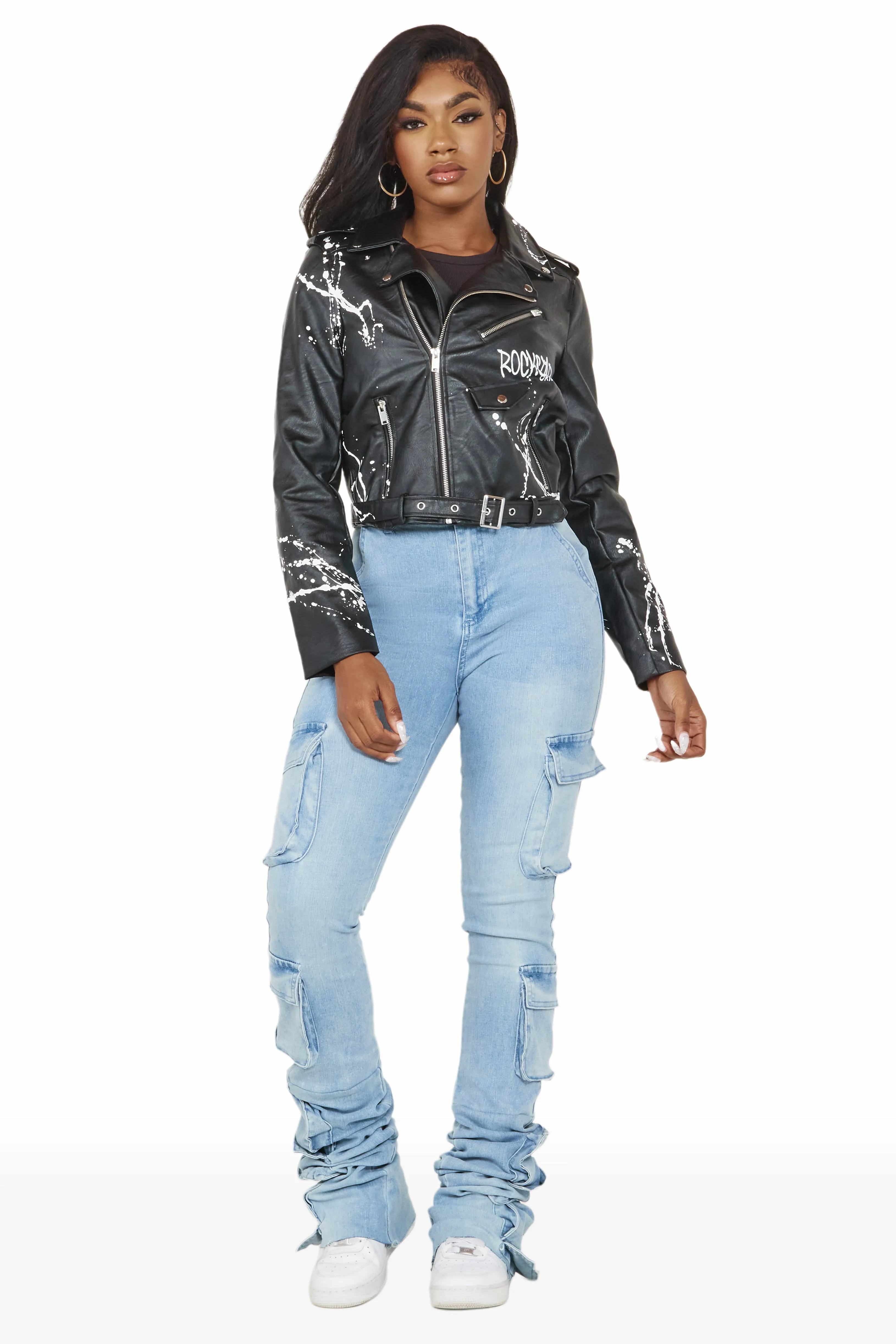 Indi Black Drippy Biker Jacket