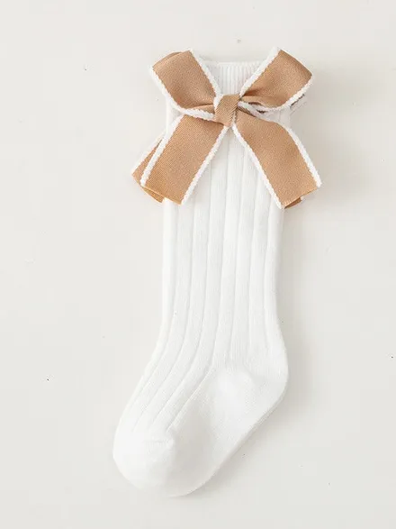 Knee High Stripe Bow Socks