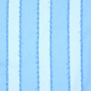 Light Blue and White Stripe Texture Threaded Tweed Boucle