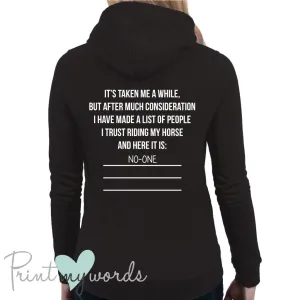 List of People I Trust Funny Equestrian Hoodie