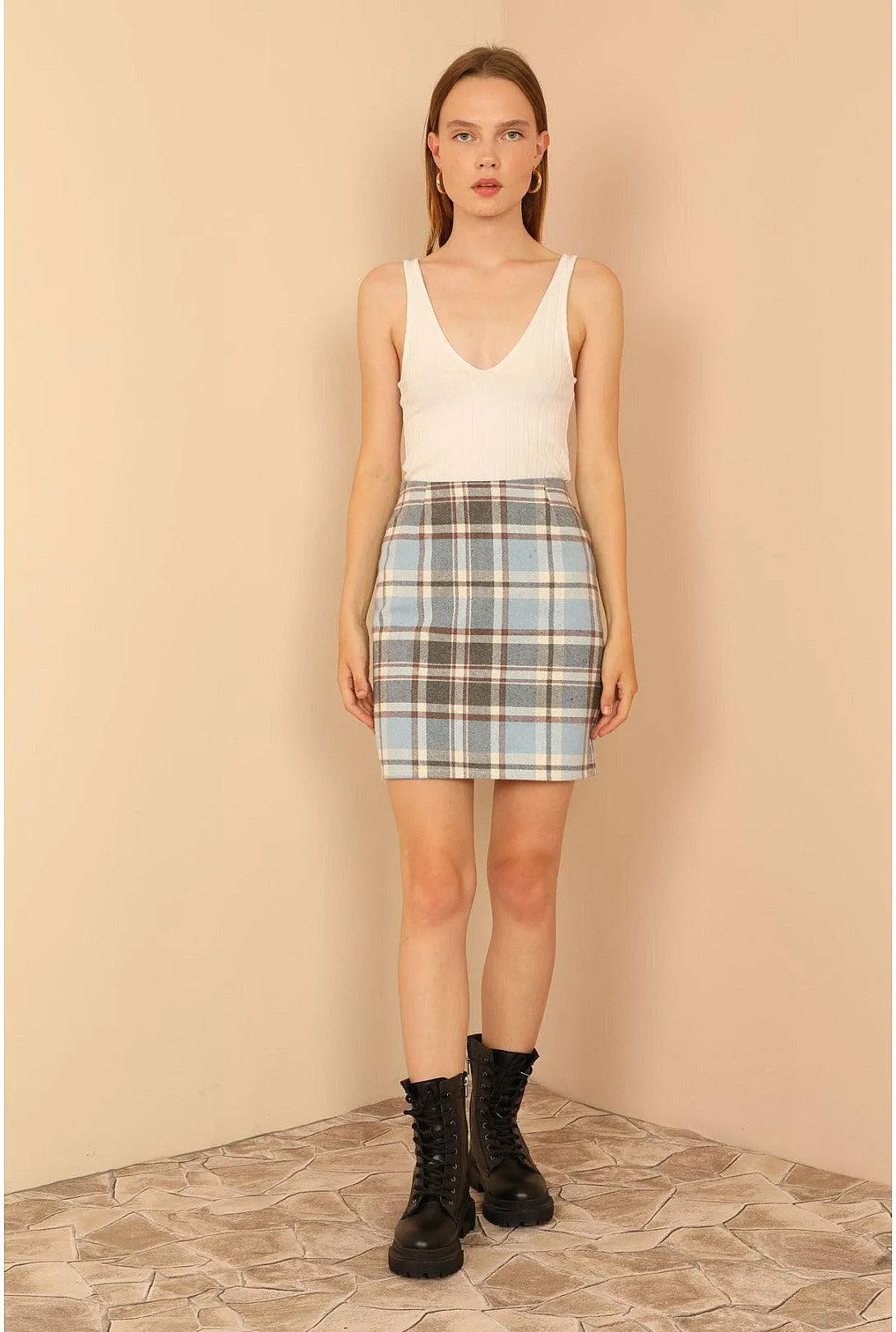 Lumberjack Short Mini Skirts for Women - Blue