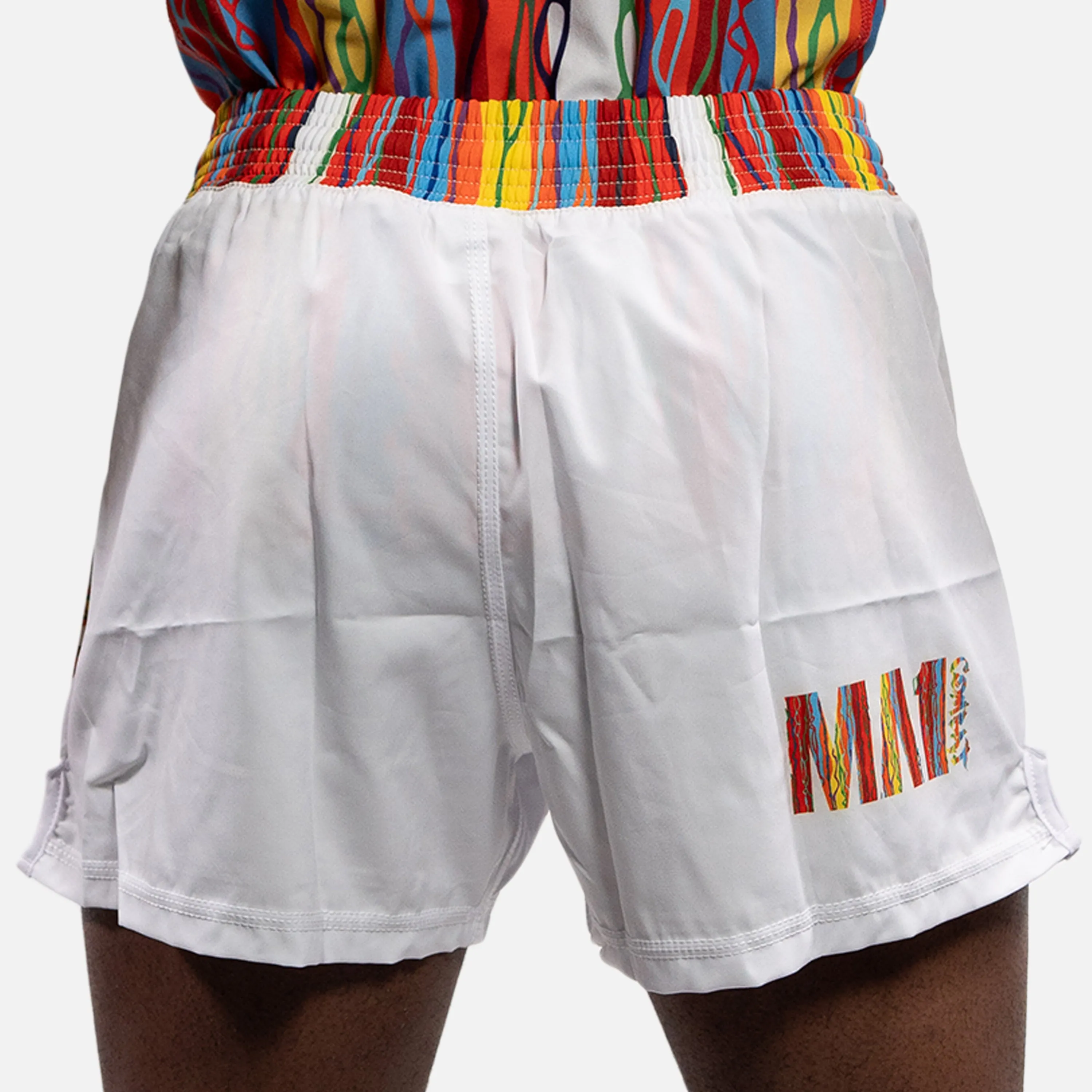 MA1 Chaotic Knit Logo White High Cut MMA Shorts