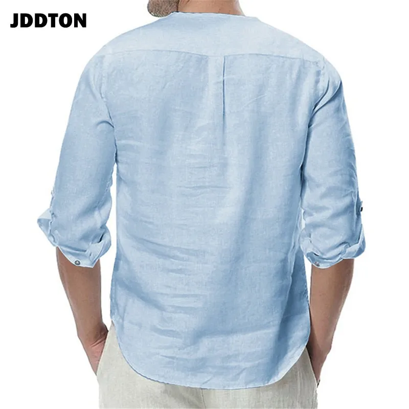 Men's Long Sleeve Cotton Linen Long Sleeve Cotton Breathable Shirts