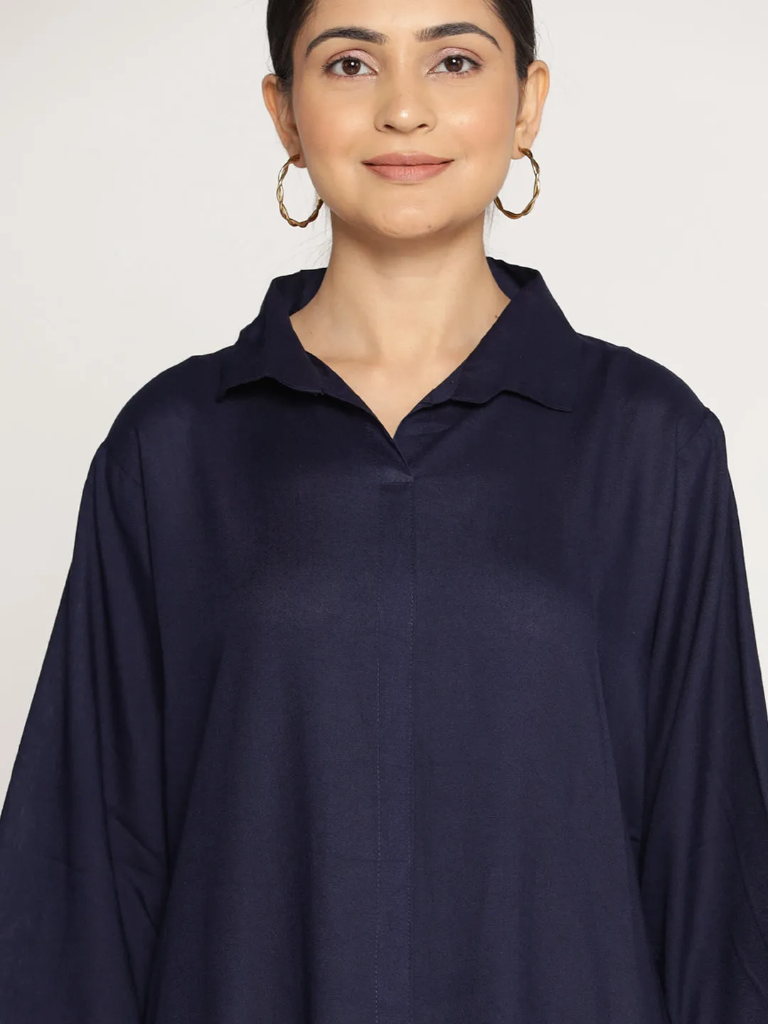 Navy Rayon ShirtTop - Myrtille