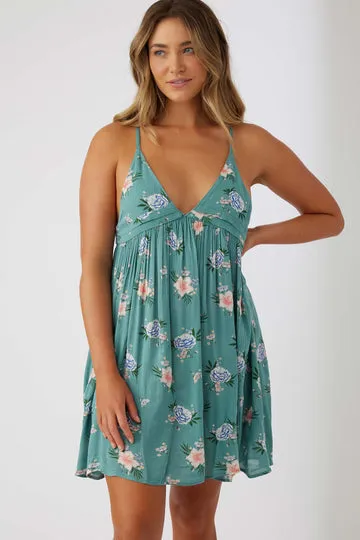 O'Neill Felix Floral Tank Dress-Teal