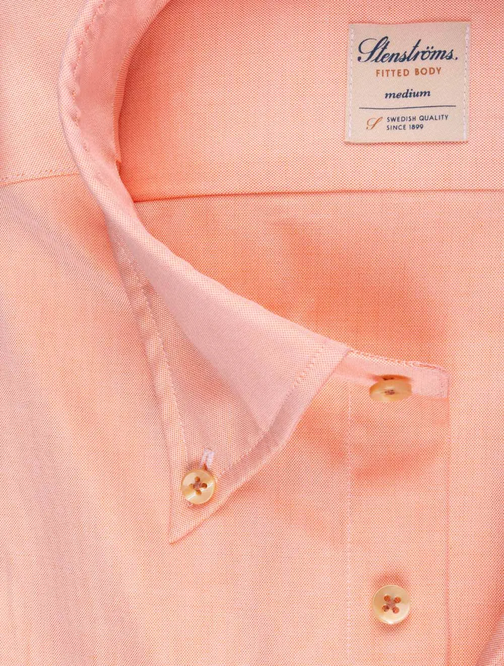 Peach Button Down Plain Fitted Body Shirt