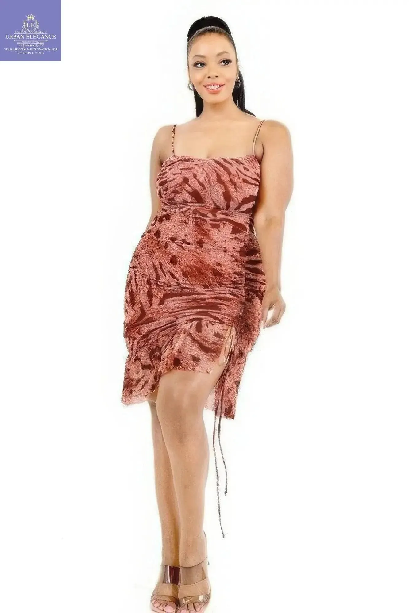 Plus Animal Print Ruffle Hem Dress