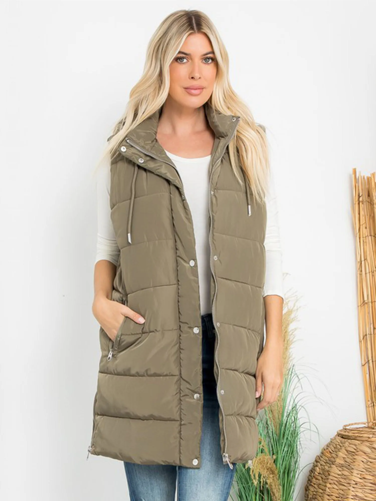 Plus Hooded Long Puffer Vest