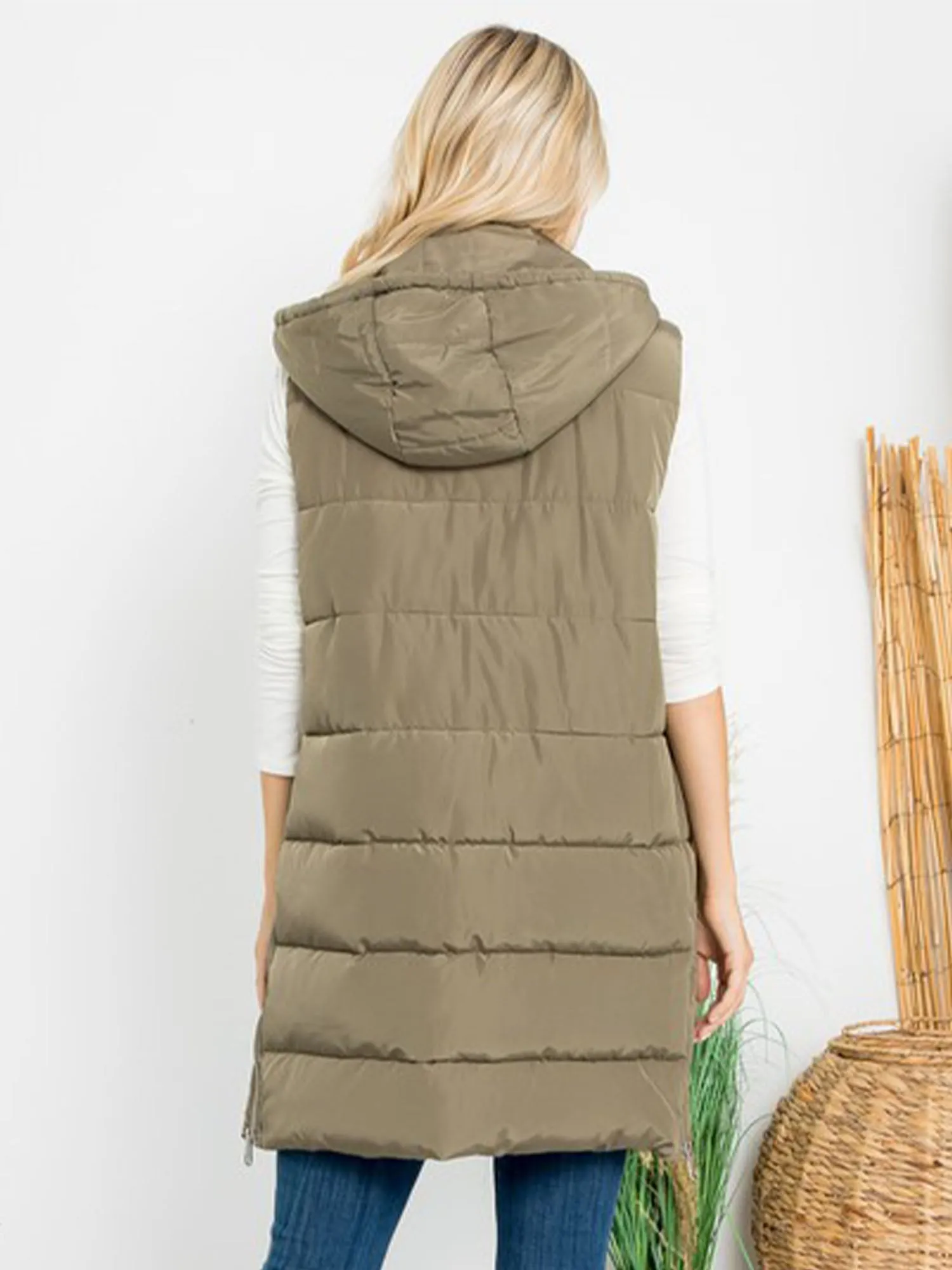 Plus Hooded Long Puffer Vest