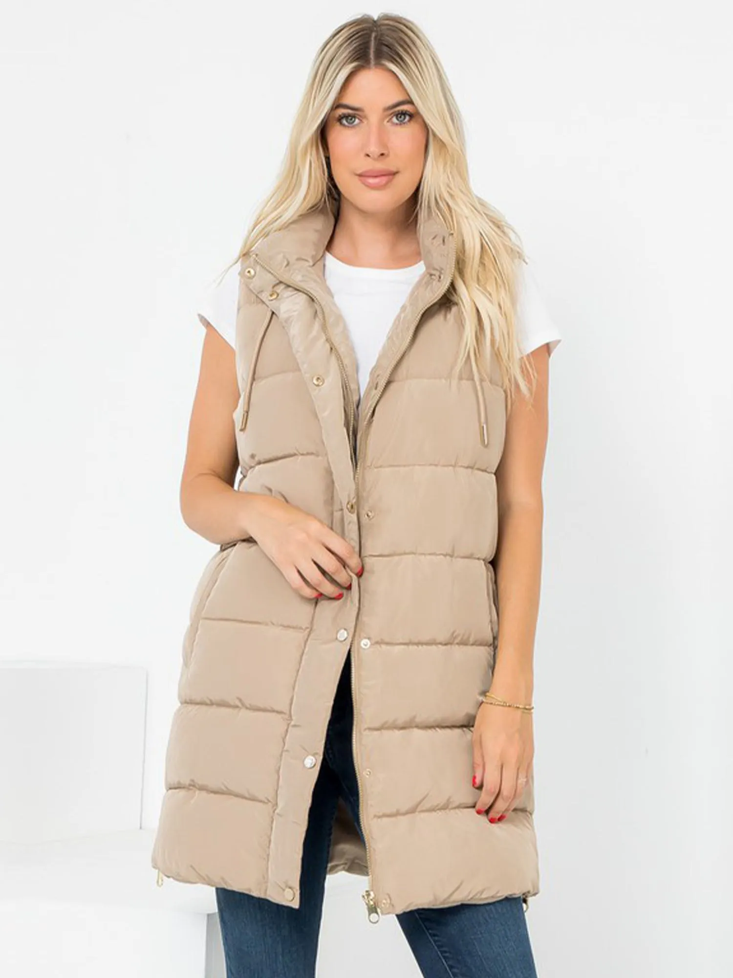 Plus Hooded Long Puffer Vest