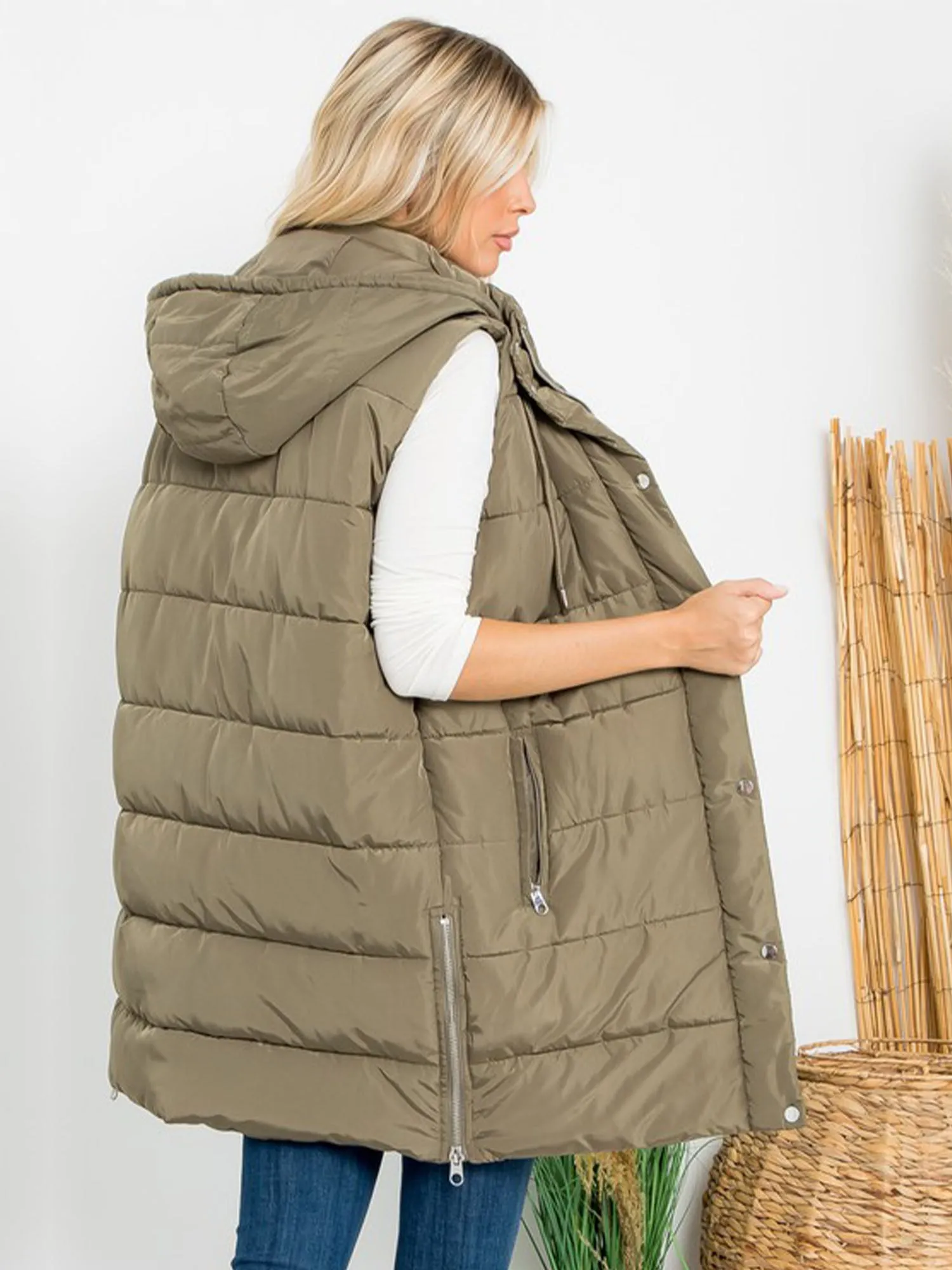 Plus Hooded Long Puffer Vest