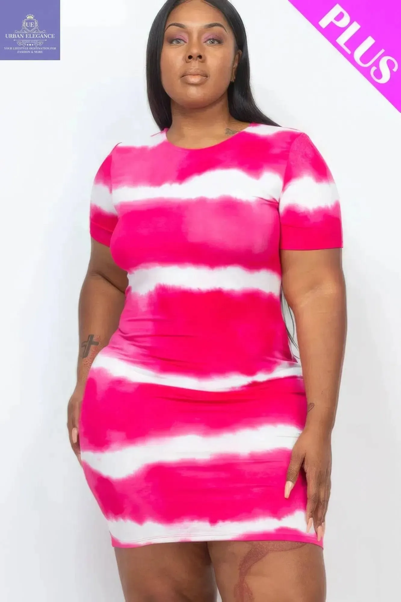 Plus Size Tie-dye Print Bodycon Dress