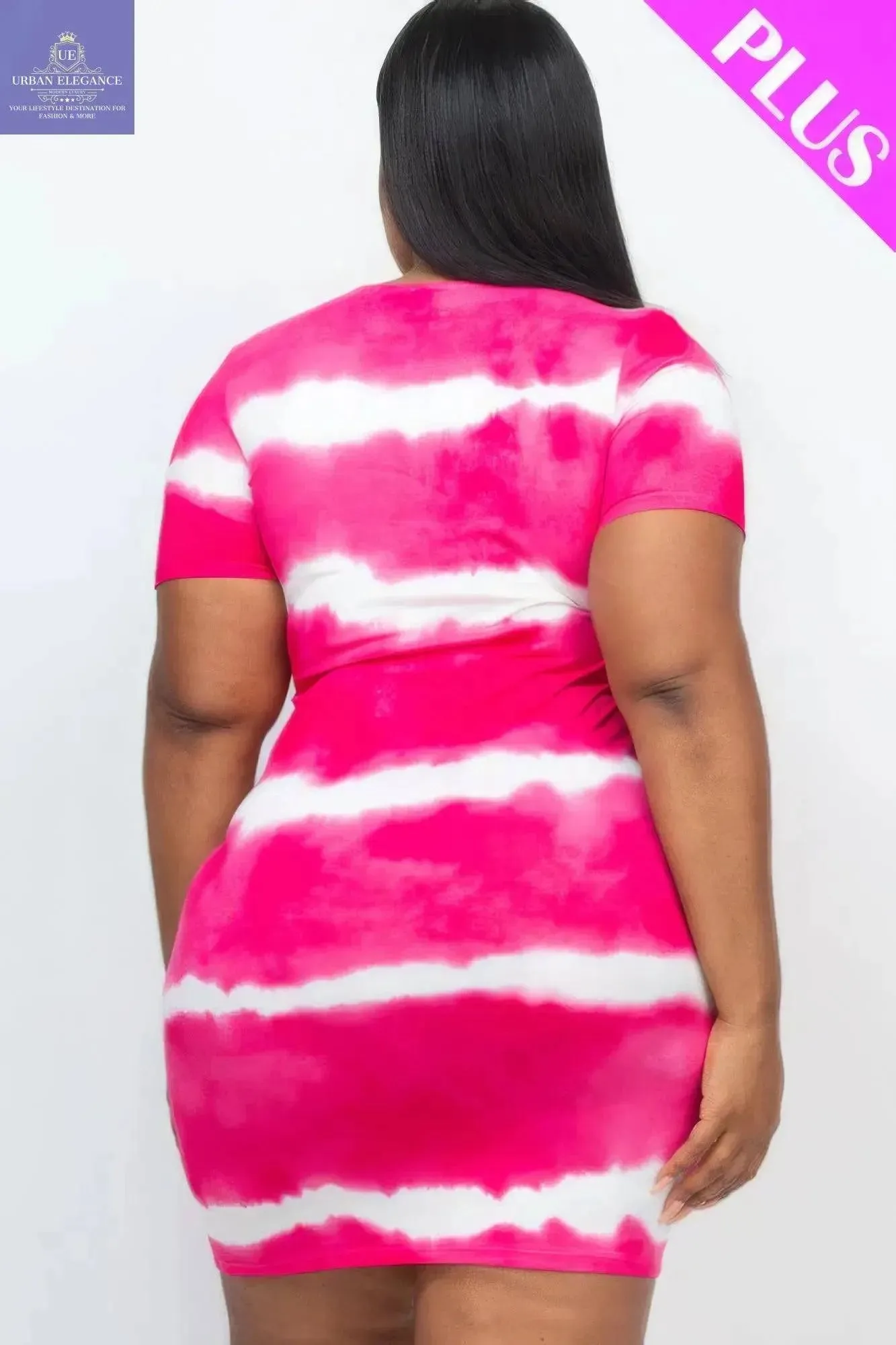 Plus Size Tie-dye Print Bodycon Dress