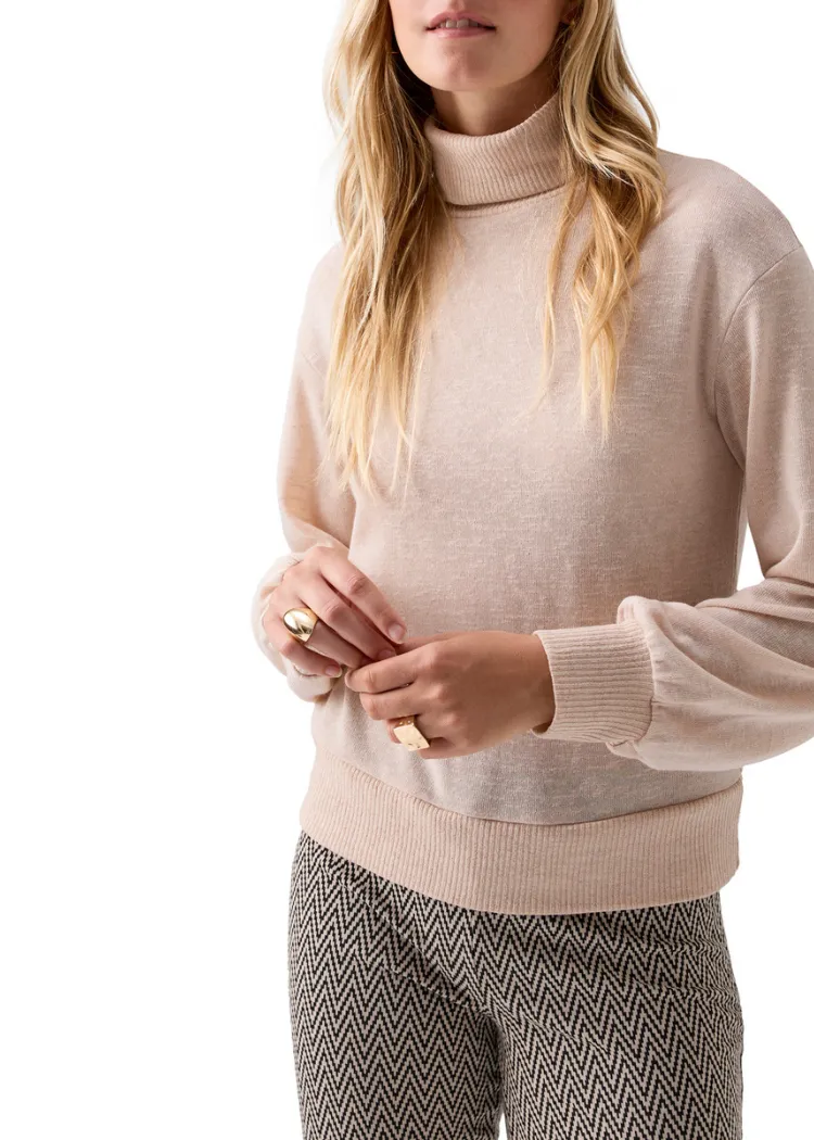 Sanctuary Ruched Sleeve Turtleneck Top - Toasted Marshmallow *** FINAL SALE ***