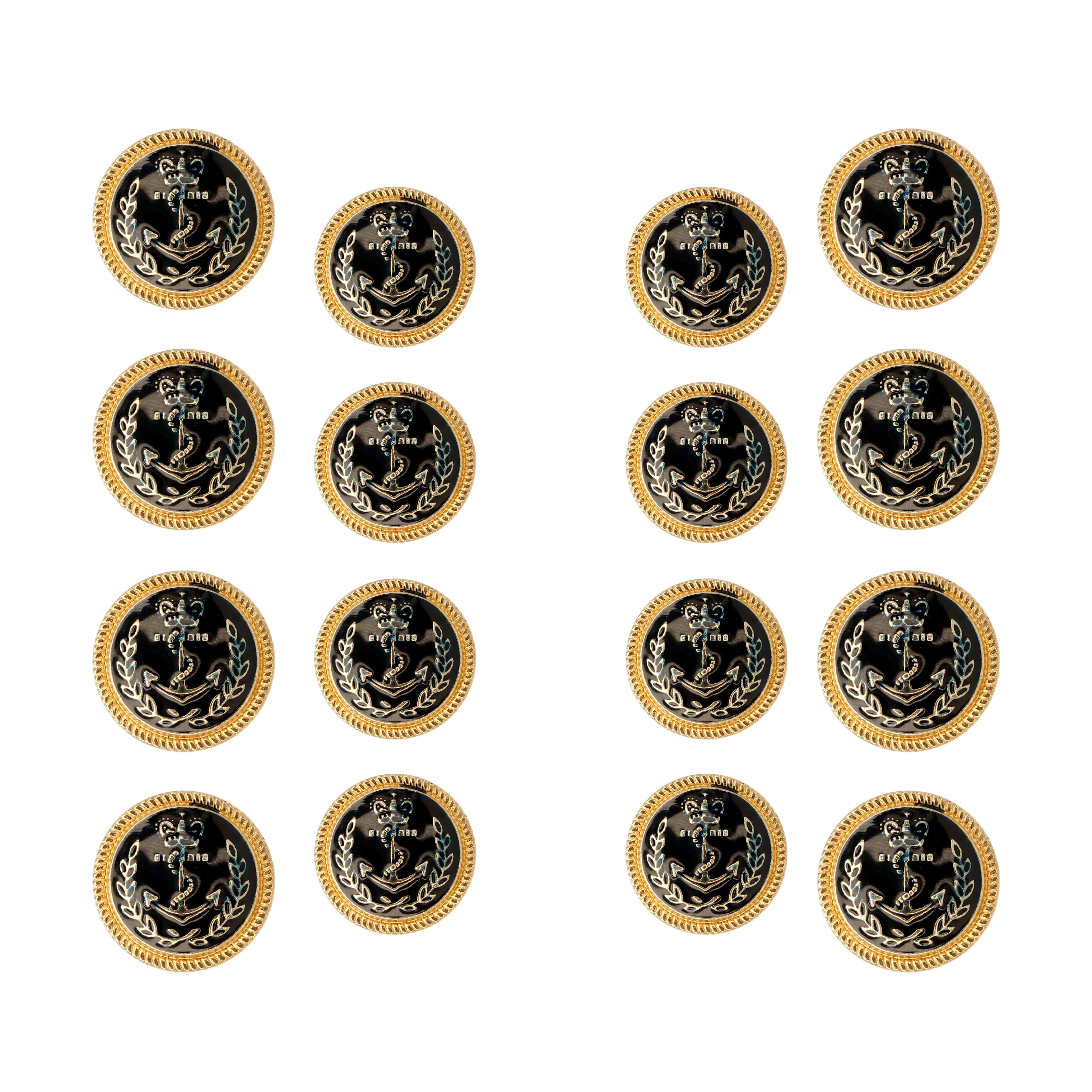 Seafaring Symbols Anchor Design Metal Buttons (8 Big   8 Small)