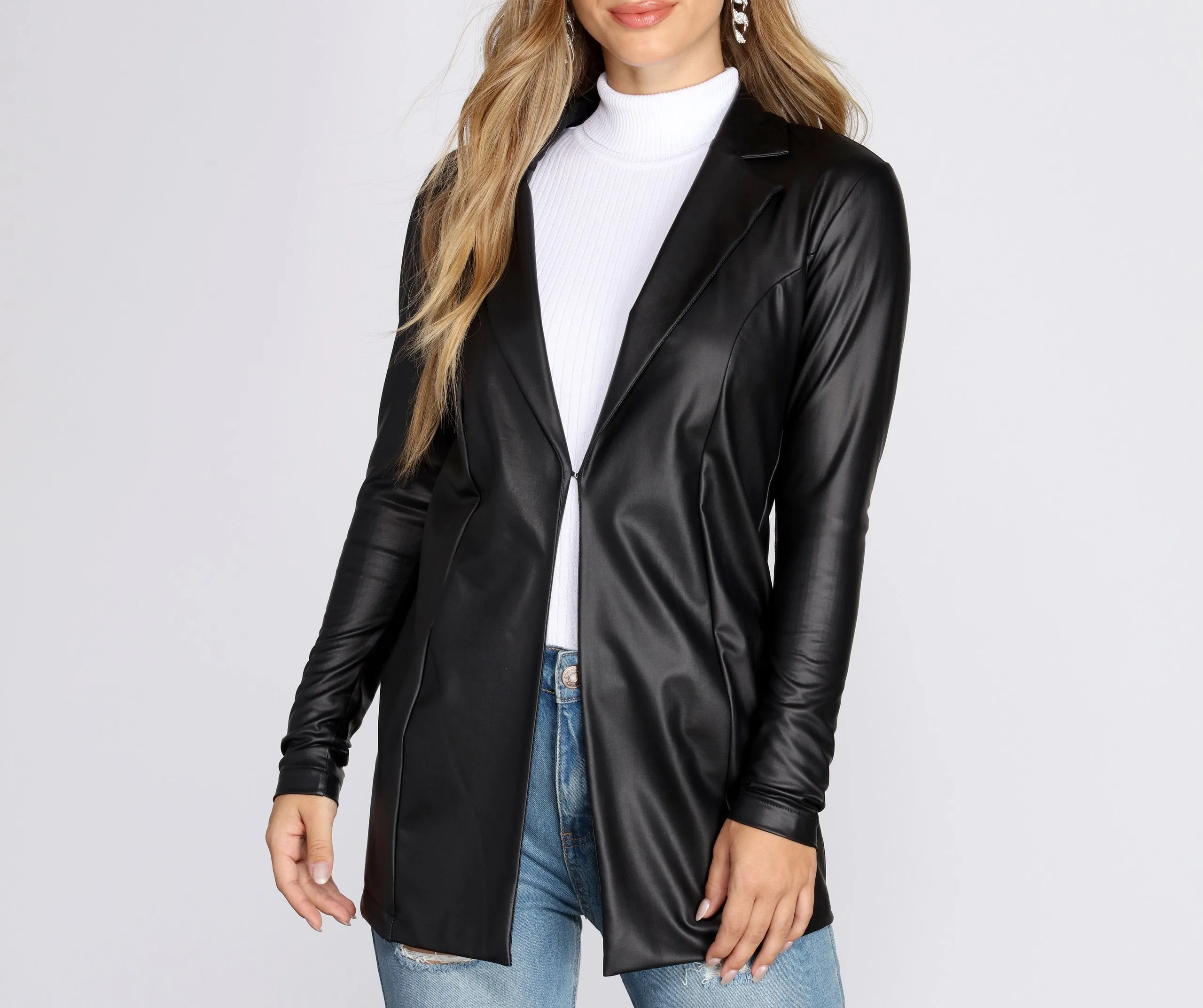 TastyHottie - Classic Faux Leather Blazer