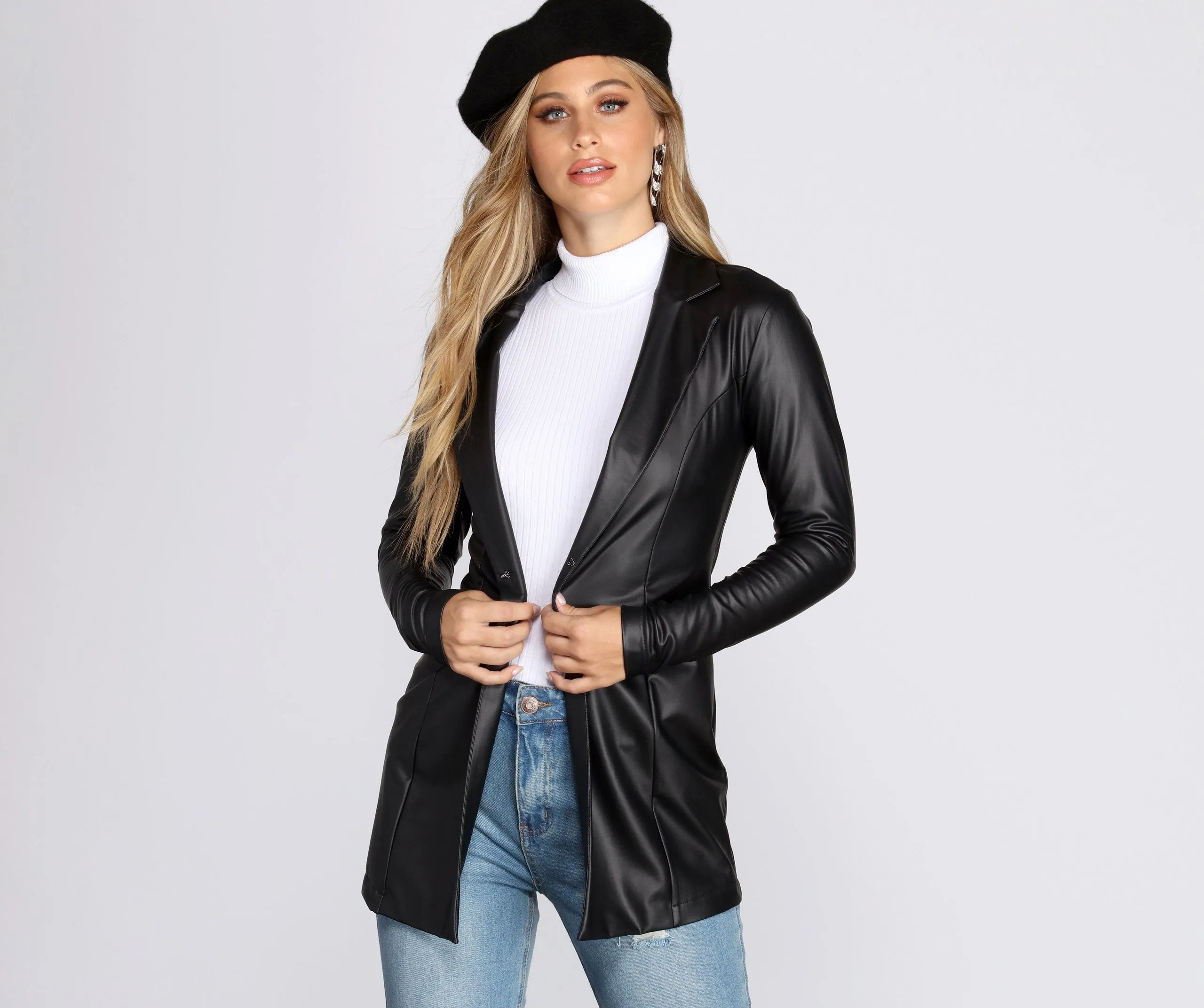 TastyHottie - Classic Faux Leather Blazer