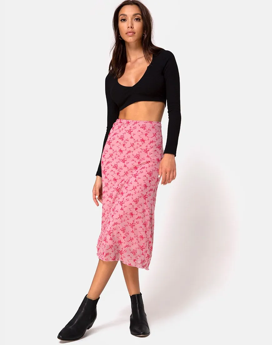 Taura Skirt in Love Bloom Pink Flock