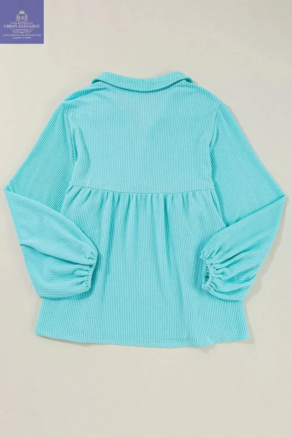 Turquoise Balloon Sleeve Babydoll Top