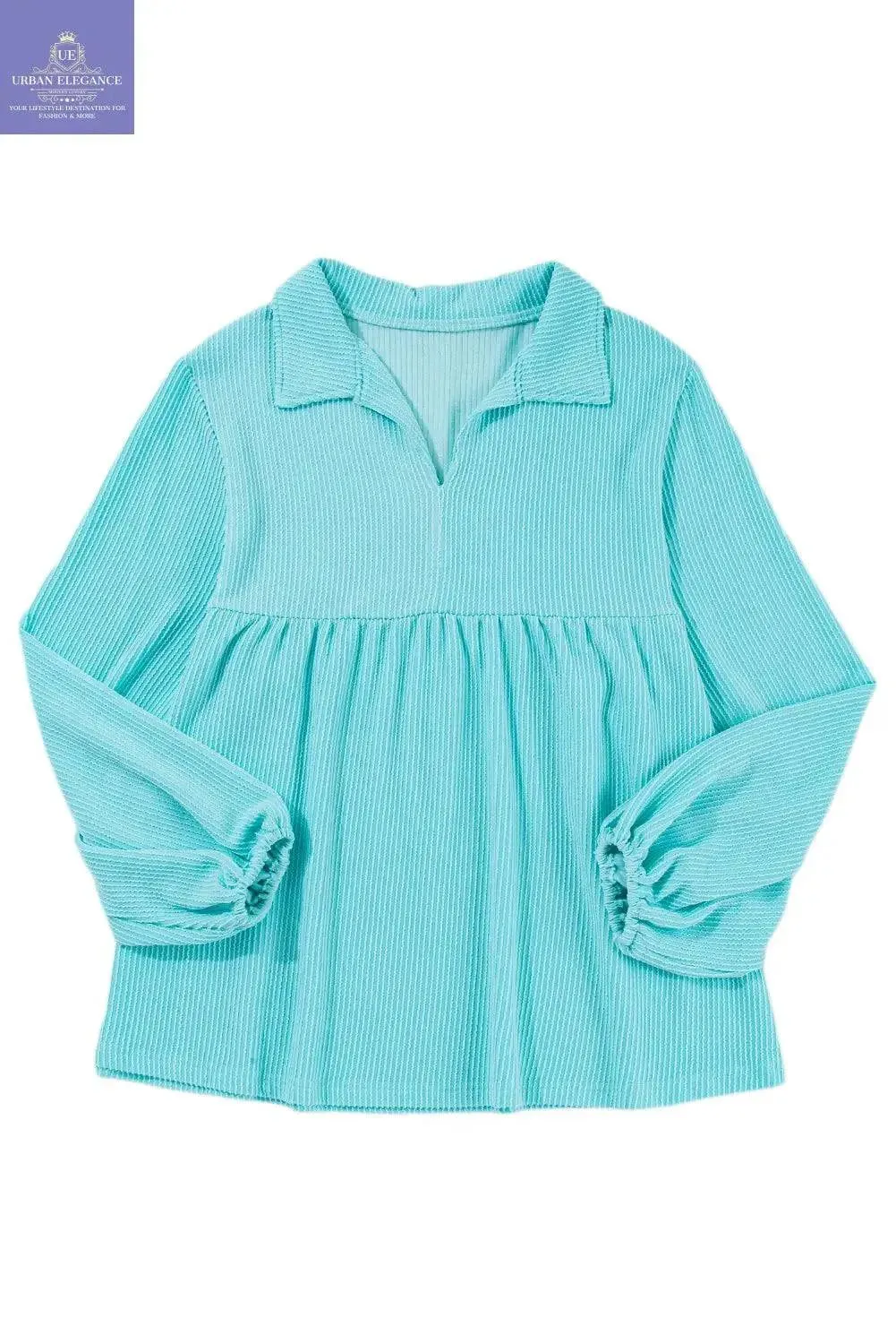 Turquoise Balloon Sleeve Babydoll Top