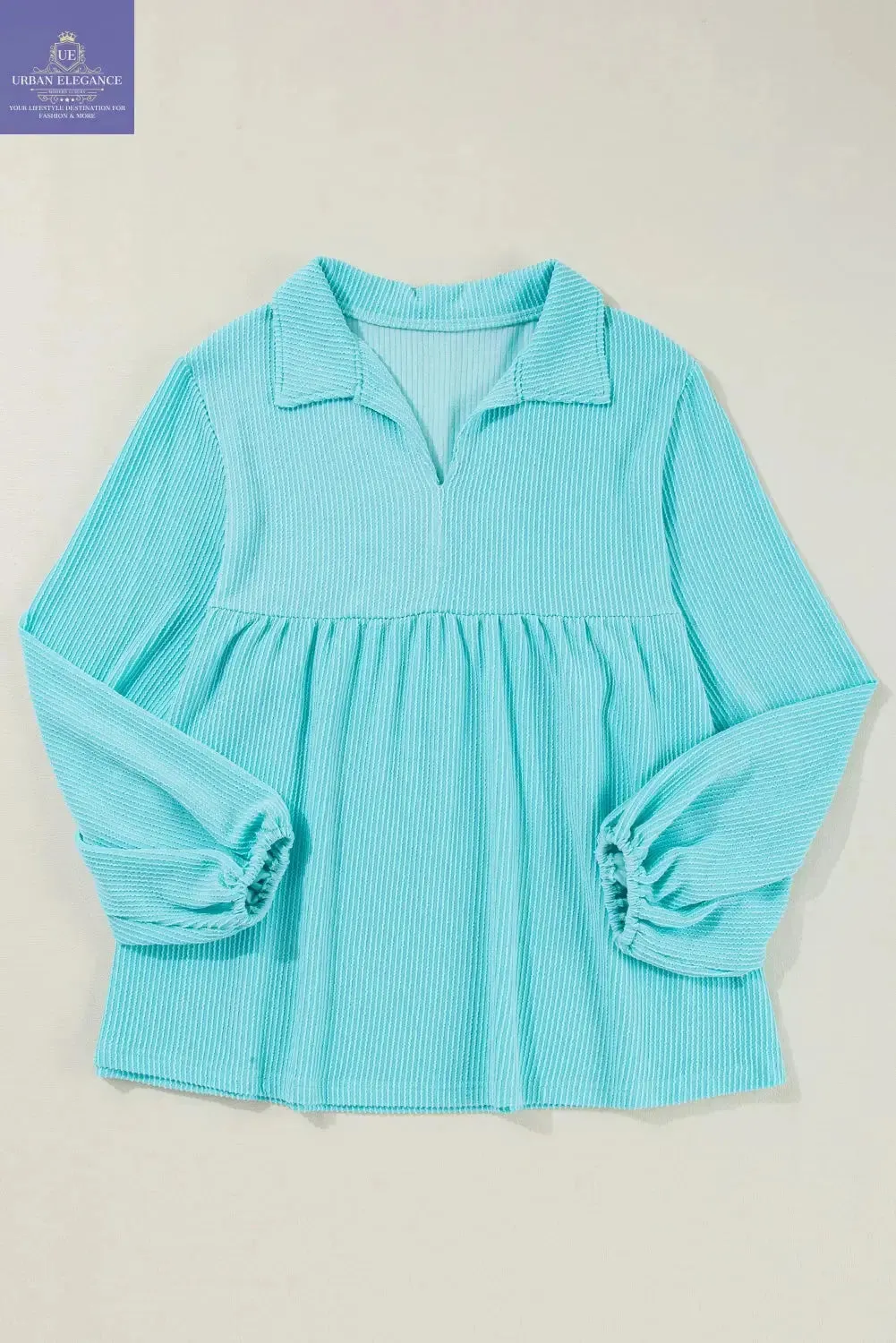 Turquoise Balloon Sleeve Babydoll Top