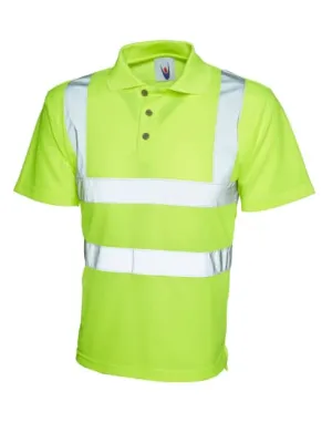 Uneek Hi-Vis Short Sleeved Yellow Polo Shirt up to 4XL-UC805