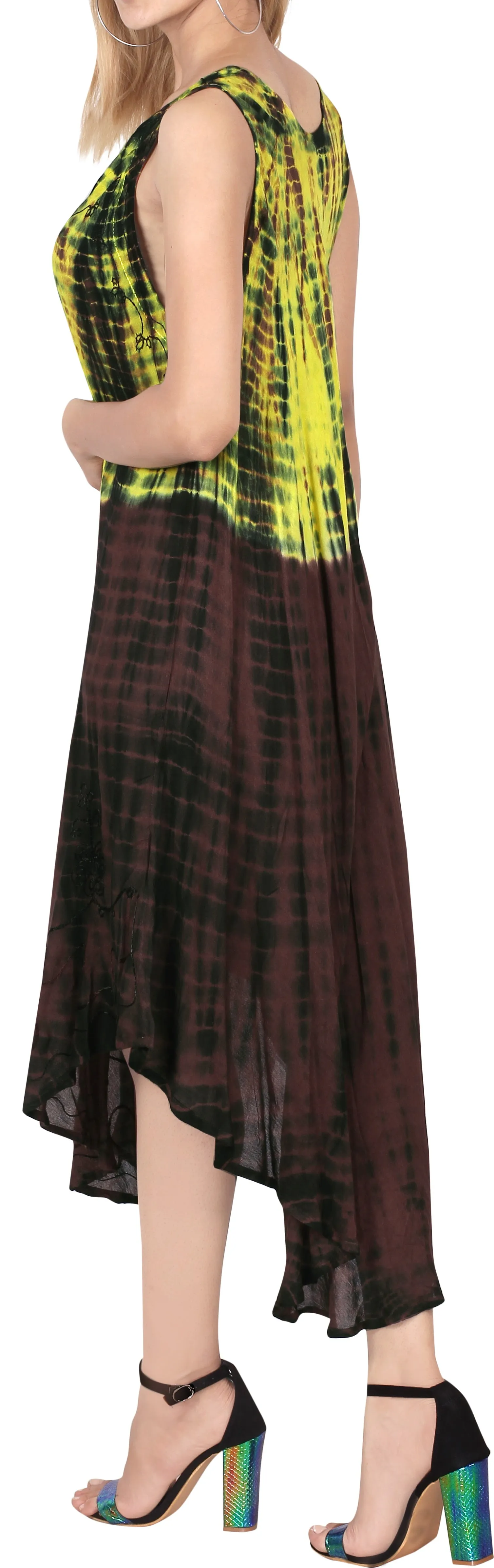 Women's Caftan Cover up RAYON Beach MAXI DRESS Coverup CASUAL HAND Tie Dye Beach